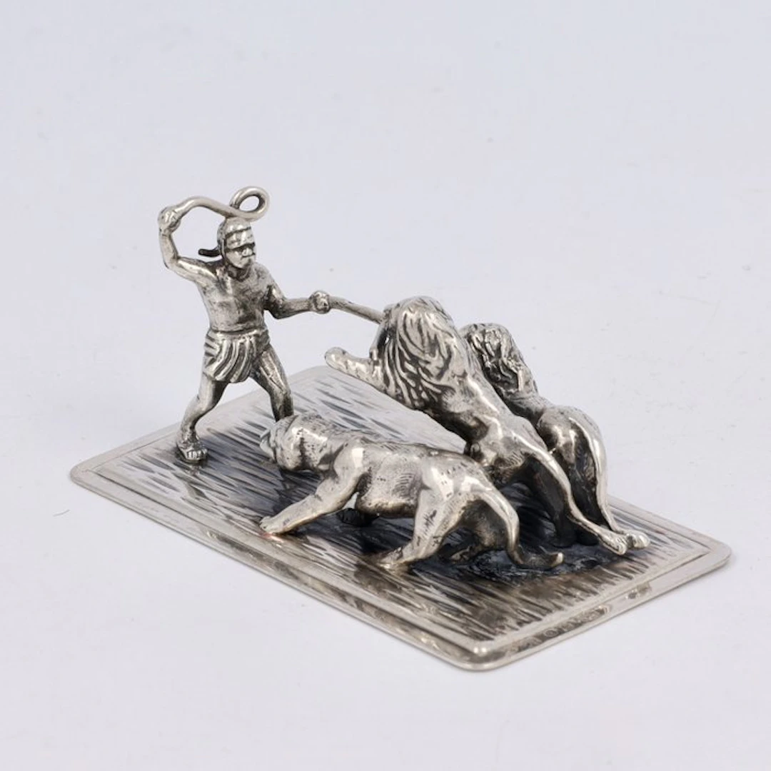 NO RESERVE - C&A Lesener - Leeuwentemmer - Figurine - .835 silver