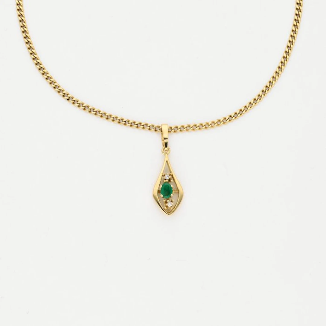 Necklace with pendant - 18 kt. Yellow gold - Diamond