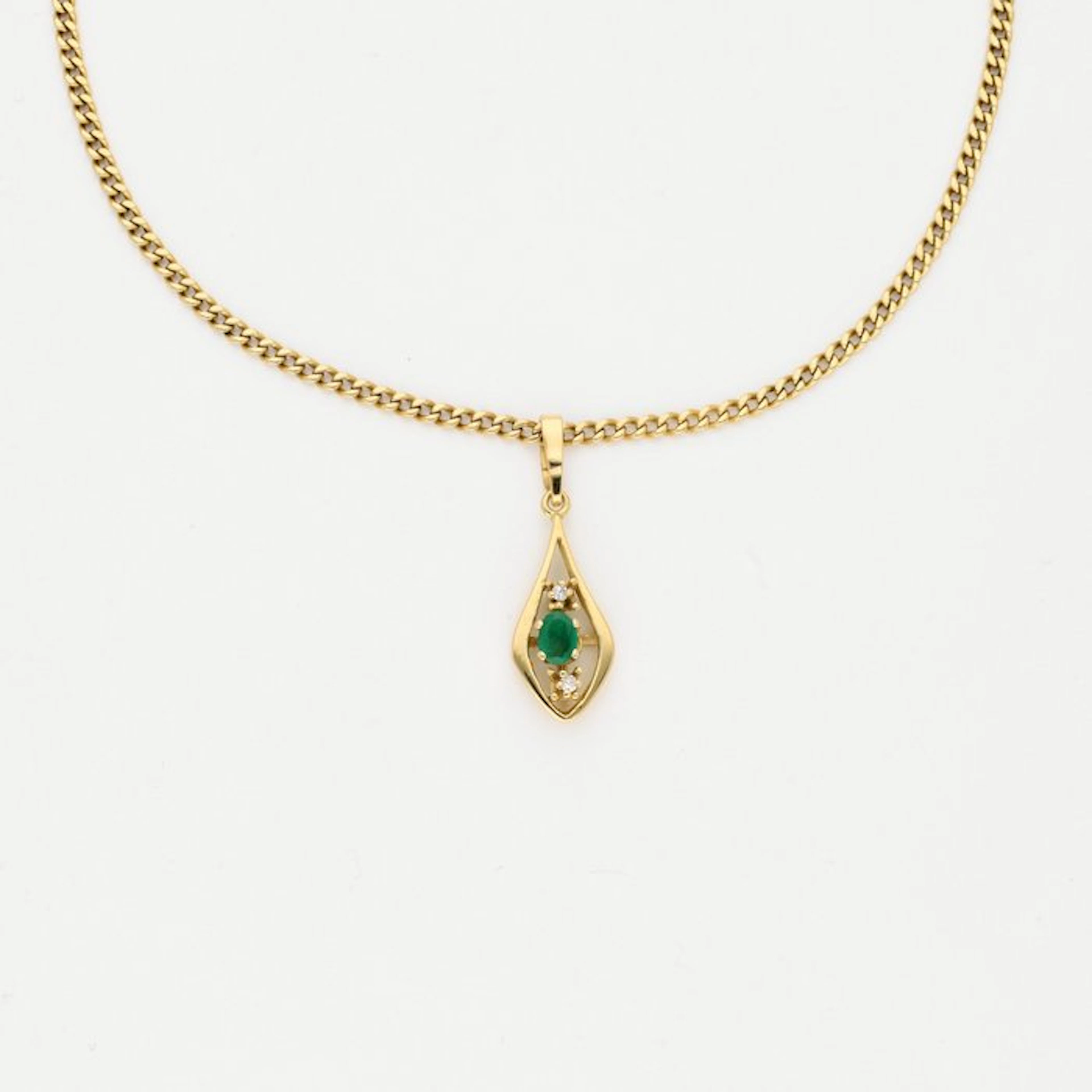 Necklace with pendant - 18 kt. Yellow gold - Diamond