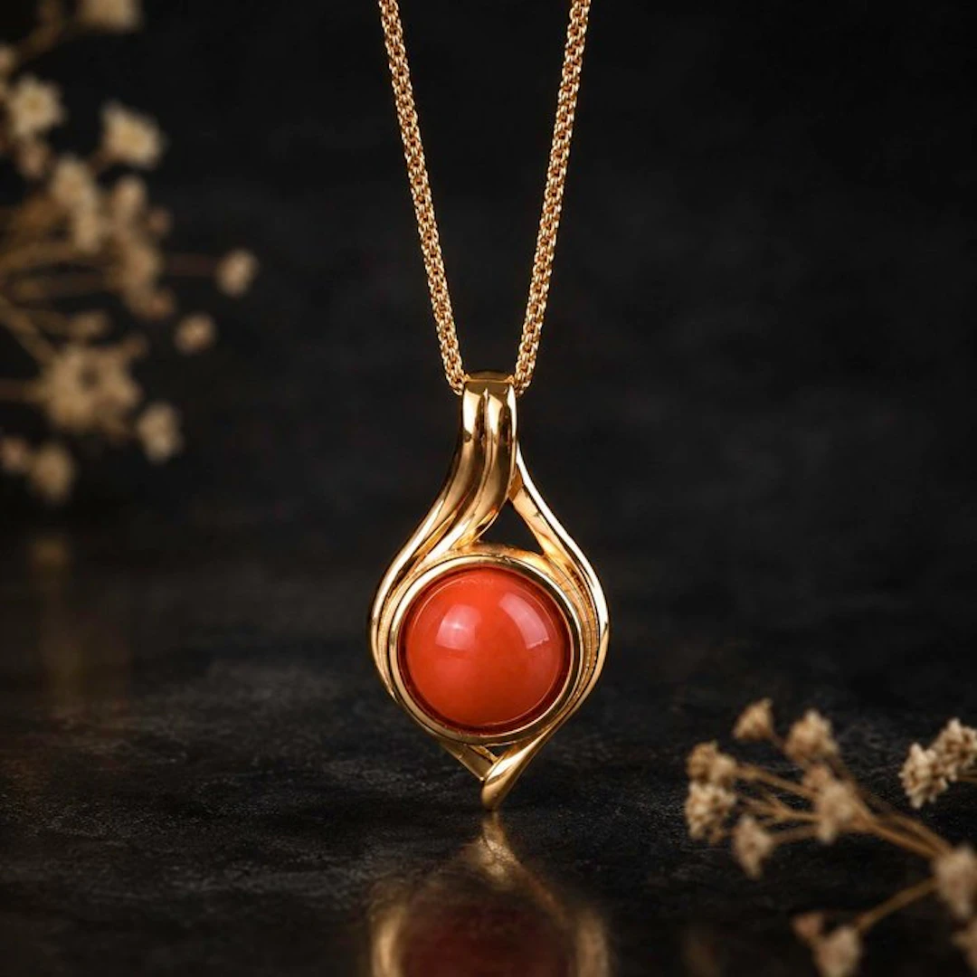 No Reserve - ALGT Certified - Natural Coral Pendant - A...