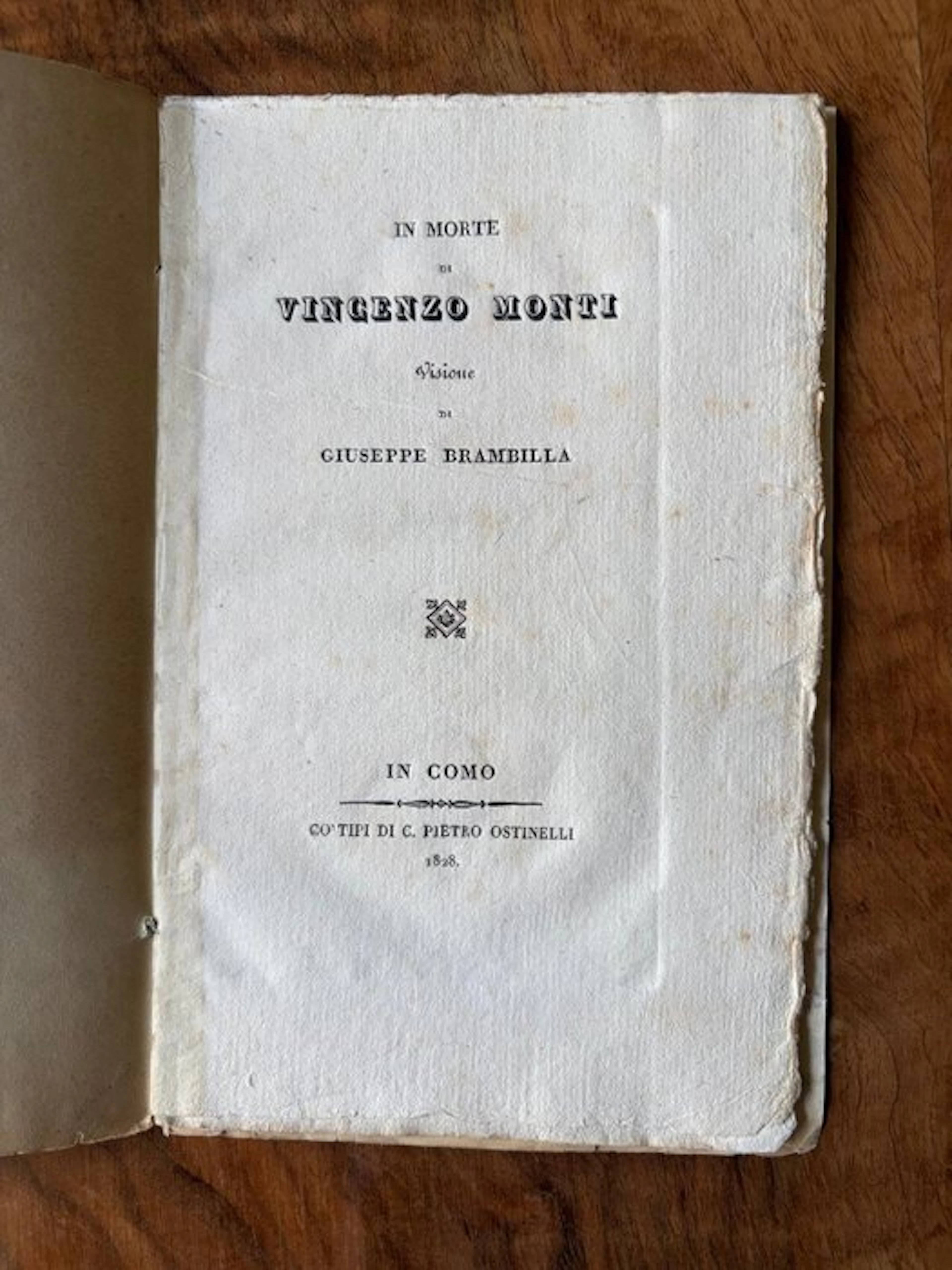 Giuseppe Brambilla - In morte di Vincenzo Monti - 1828