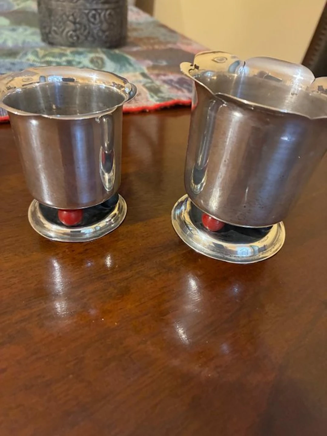 Decorative ornament (2) - 2 glasses in 800 silver