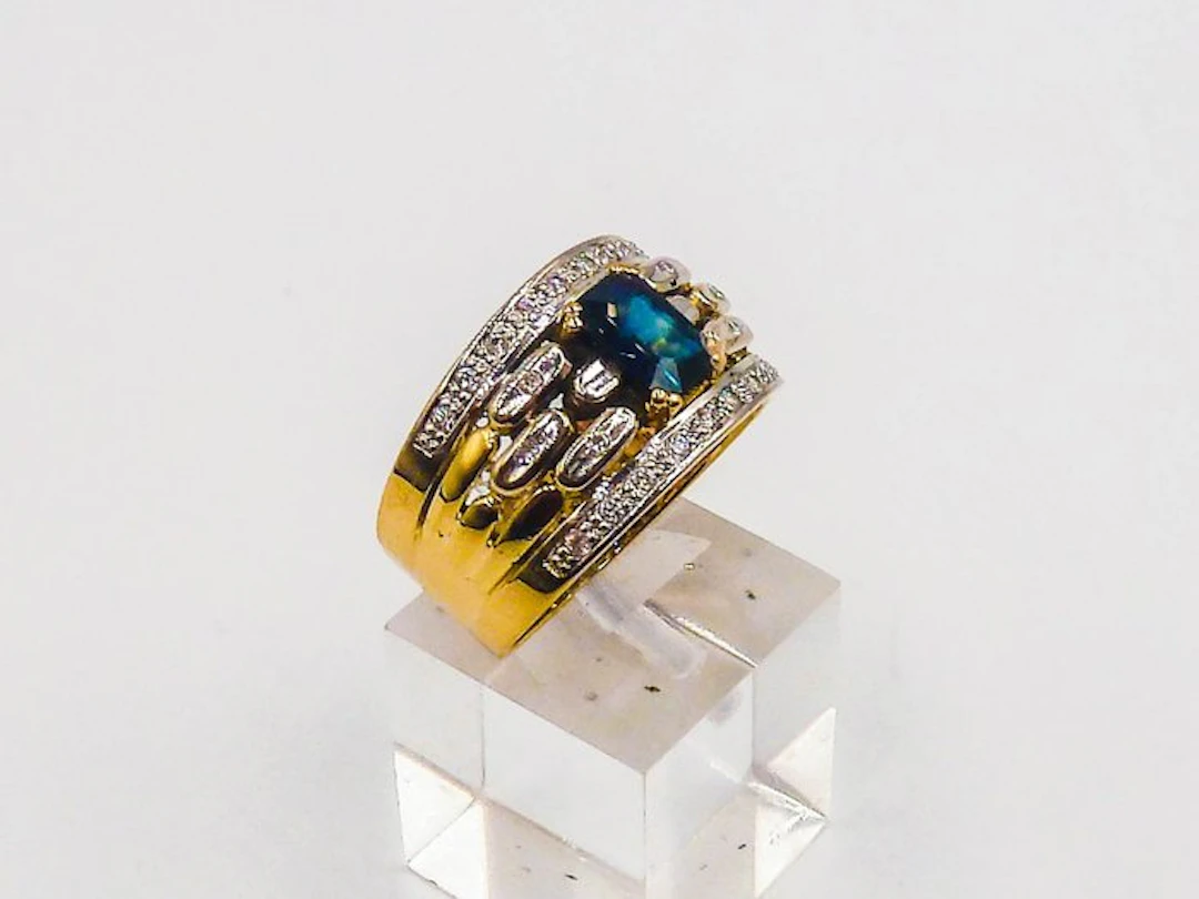 Ring - 18 kt. Yellow gold Sapphire - Diamond