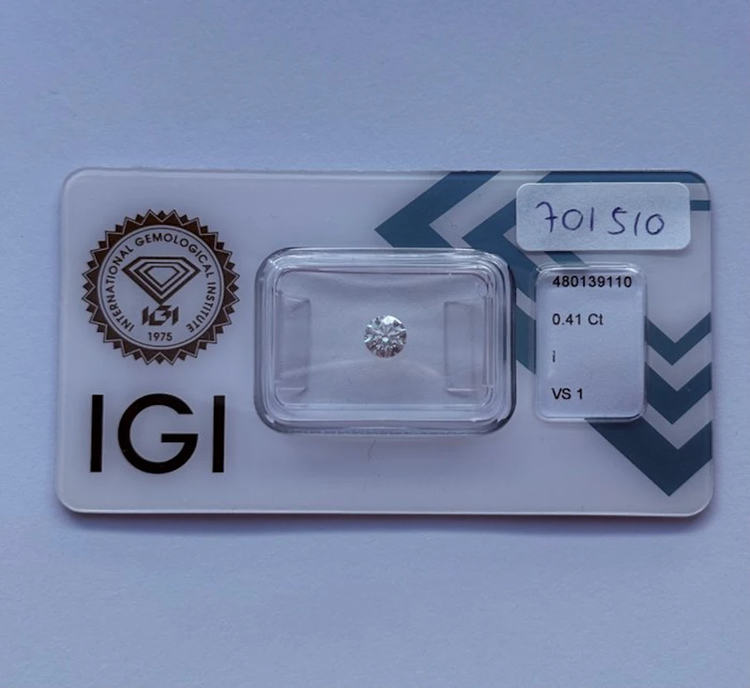 1 pcs Diamond (Natural) - 0.41 ct - Round - I - VS1...