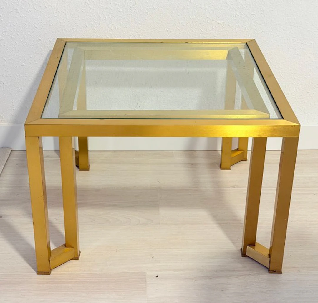 Side table - Brass, Crystal - Hollywood Regency