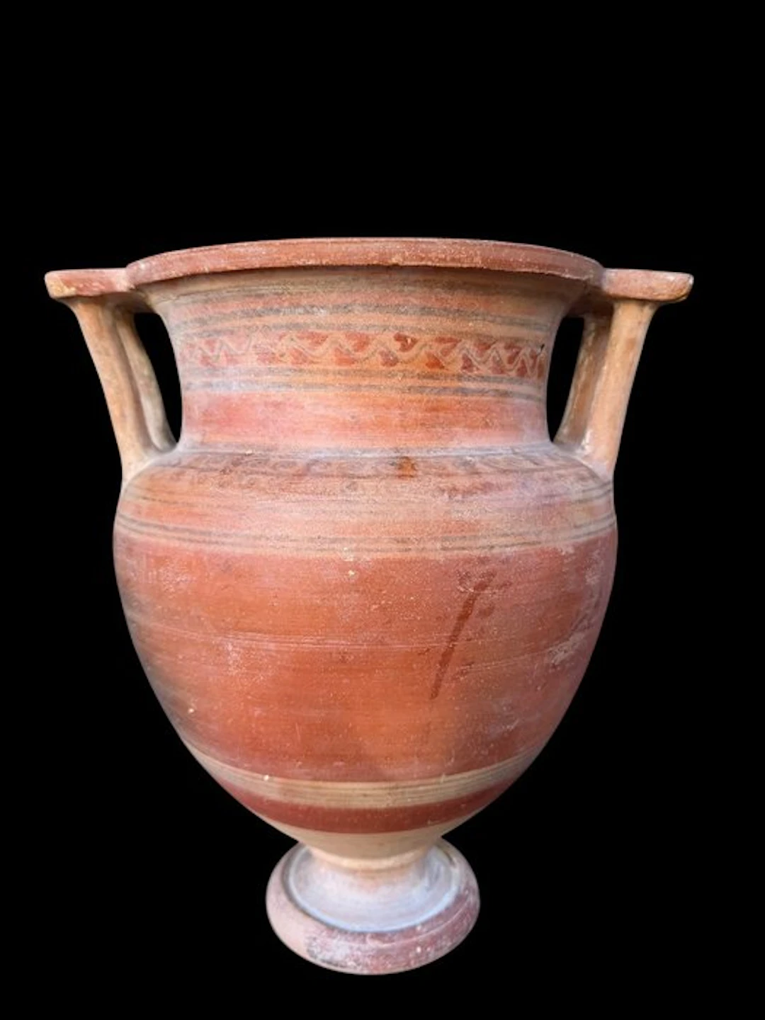 Ancient Greek Ceramic Column Krater. Spanish Export License. - 32.5 cm