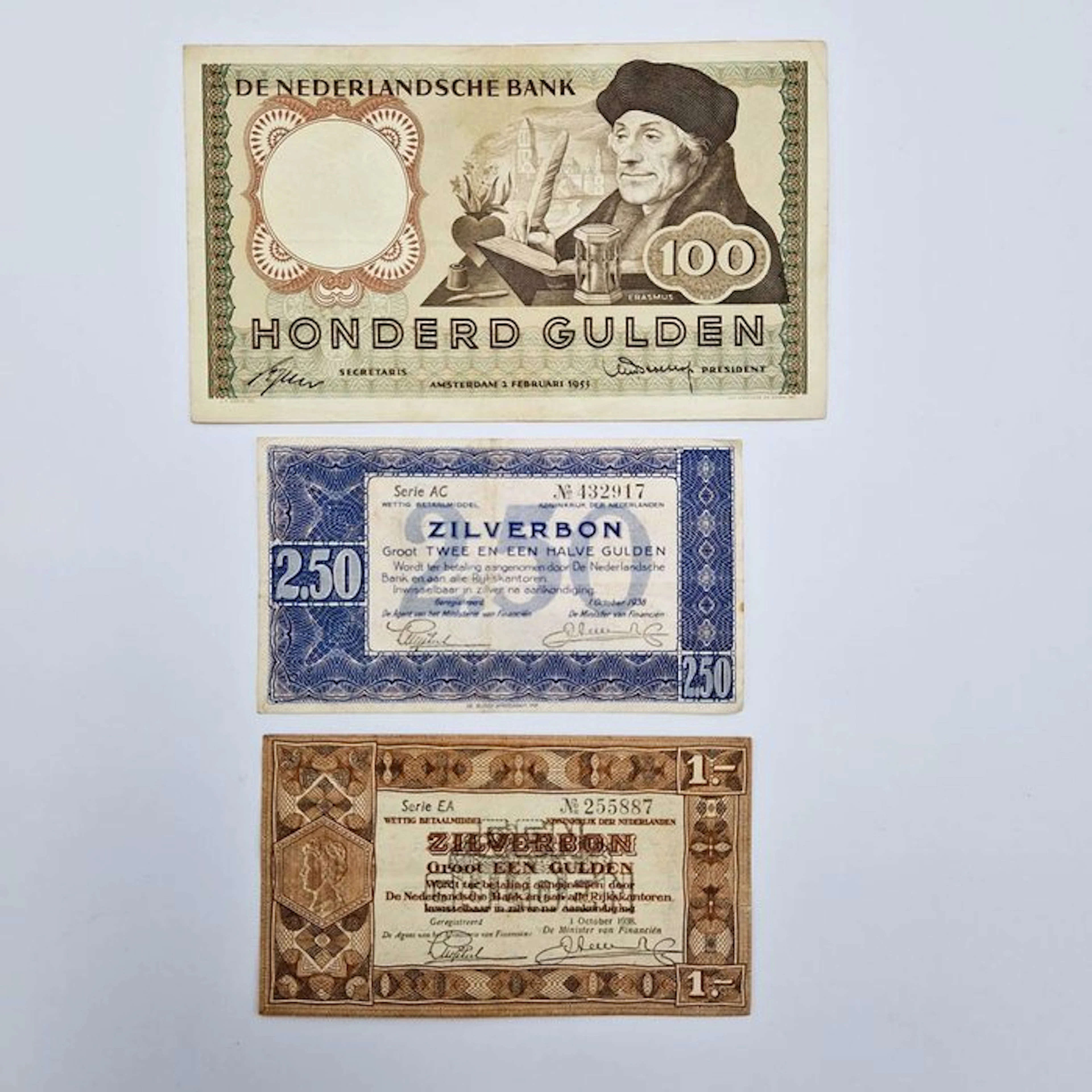 Netherlands. - 3 Banknotes - 1938/1953 - PL102, PL4, PL14 (No reserve price)