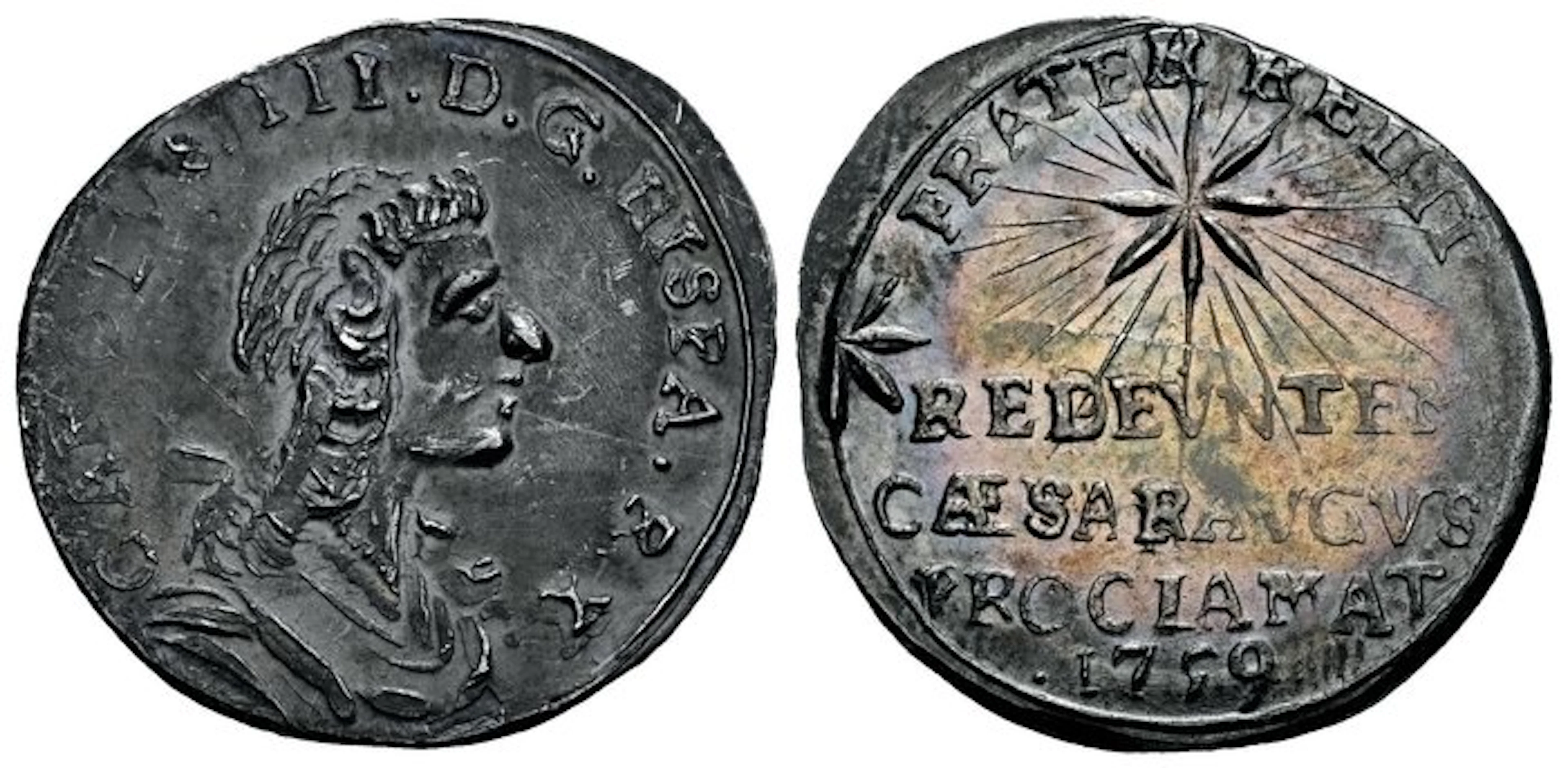 Spain. Carlos III. Historical Medal 1759. Zaragoza. (Herrera-49)