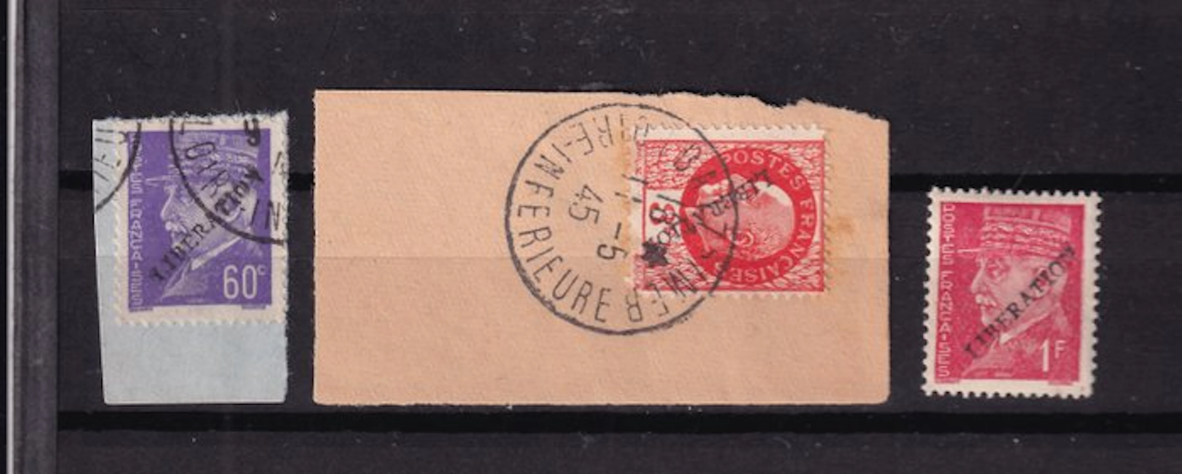 France - Surcharged stamps LIBERATION No. 2 × 3