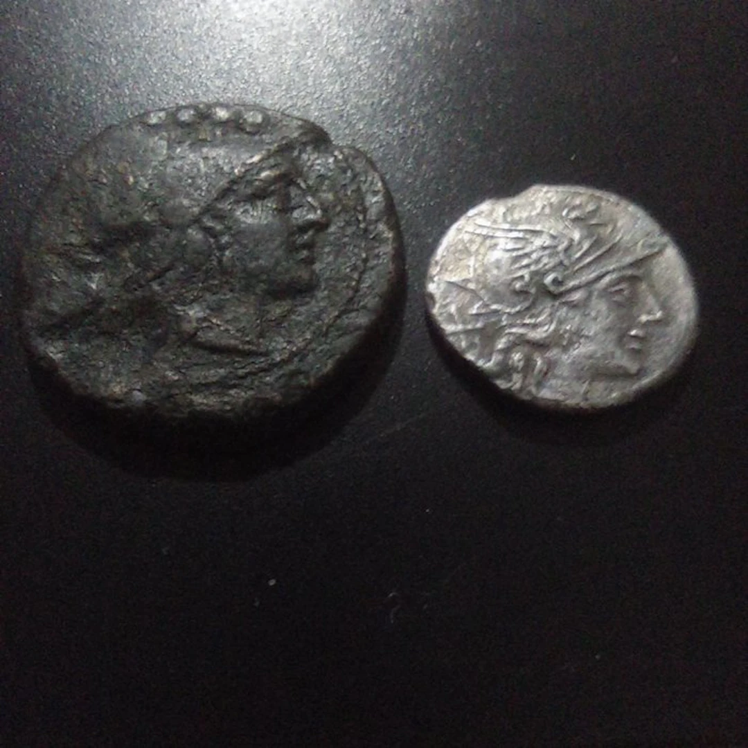 Roman Republic Triens + Denarius 211-180 BC (No reserve price)