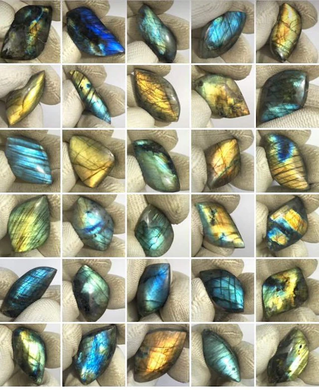 fine blue/orange fire labradorite Cabochons - Height: 55...
