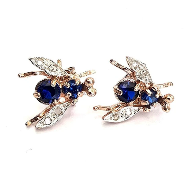No reserve price - Earrings - 9 kt. Rose gold, Silver Spinel - Diamond