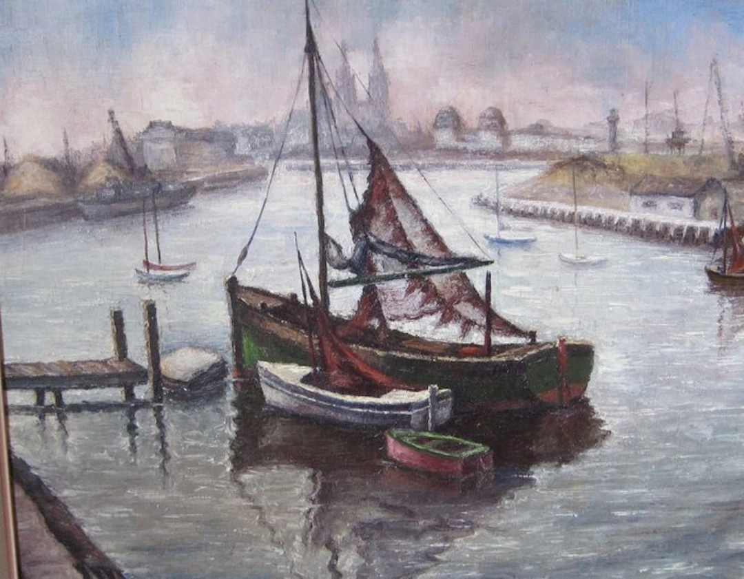 Joseph Henrotte (dit Geo) (XX) - Bassin du port d'Ostende Aout 1952