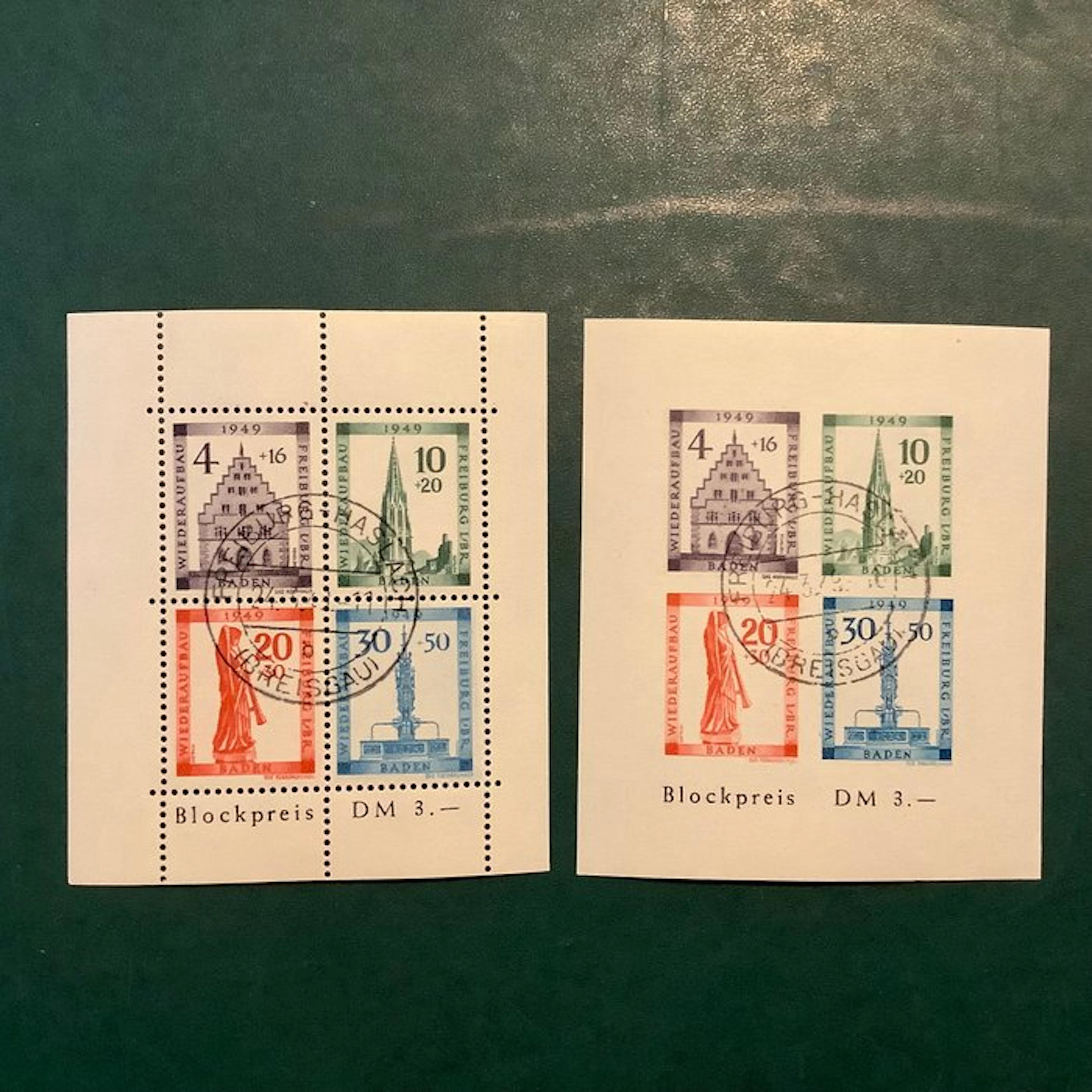 Baden - French zone 1948 - Freiburg block pair — courtesy...