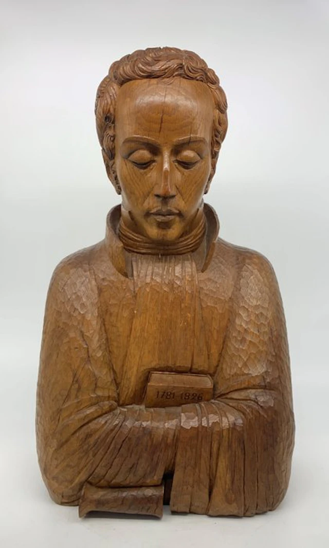 Bust, René Laennec (1781-1826). Inventor of the stethoscope - 60 cm - Wood