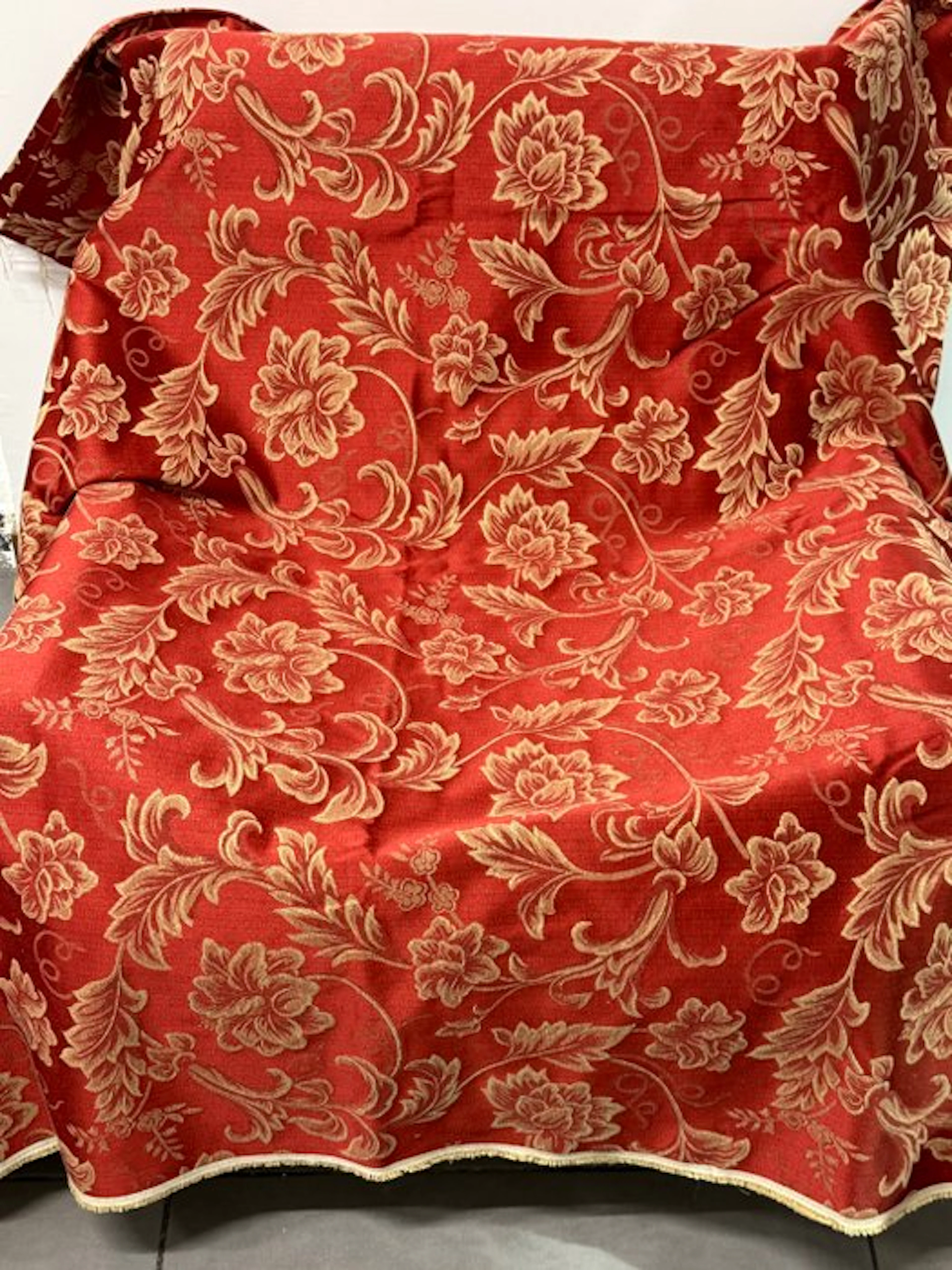 Baroque Upholstery Fabric in Ruby Red and Gold – Classic...