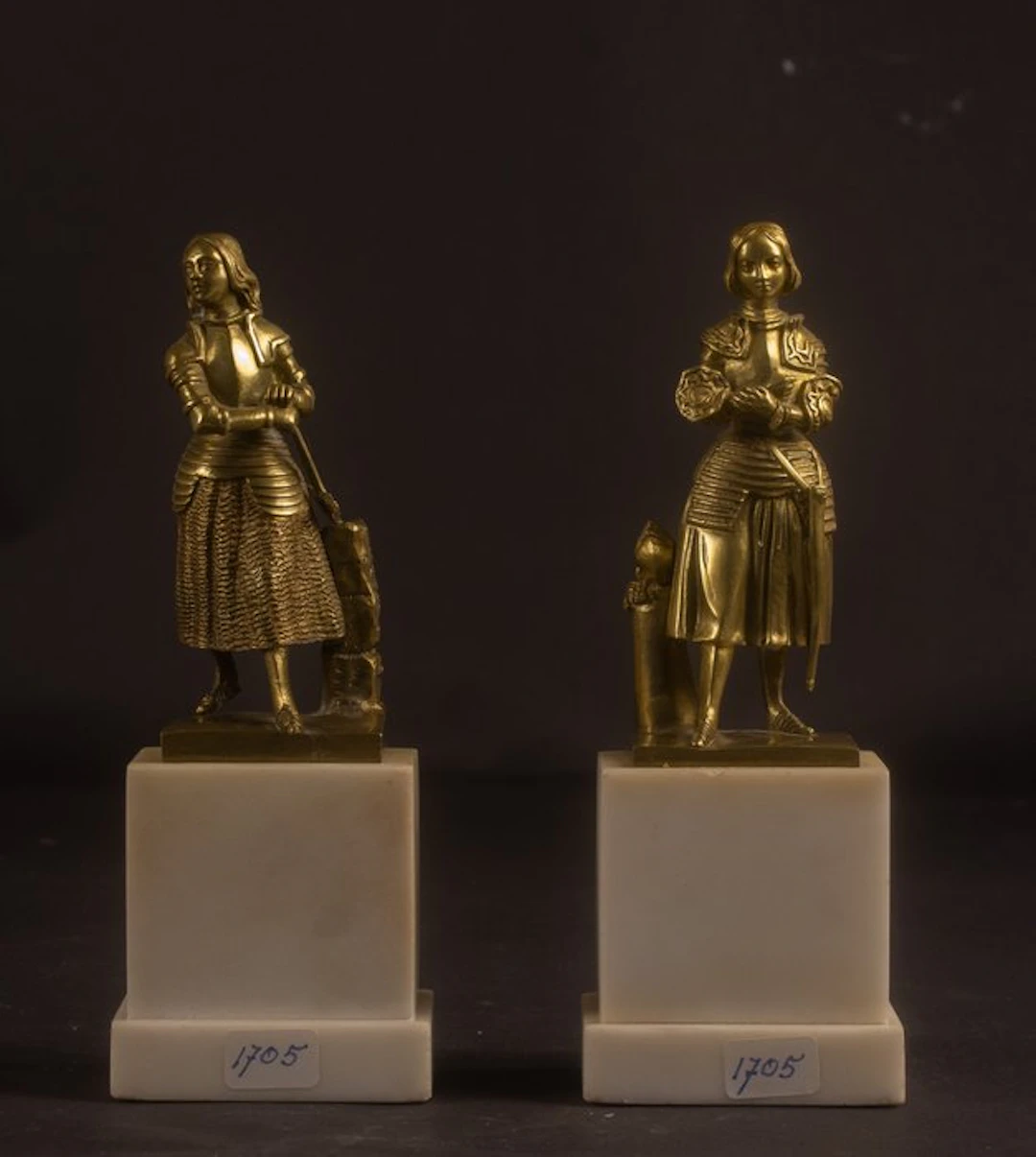 Sculpture, Jeanne d'Arc en Jeanne Hachette - 15.5 cm - Gilt bronze