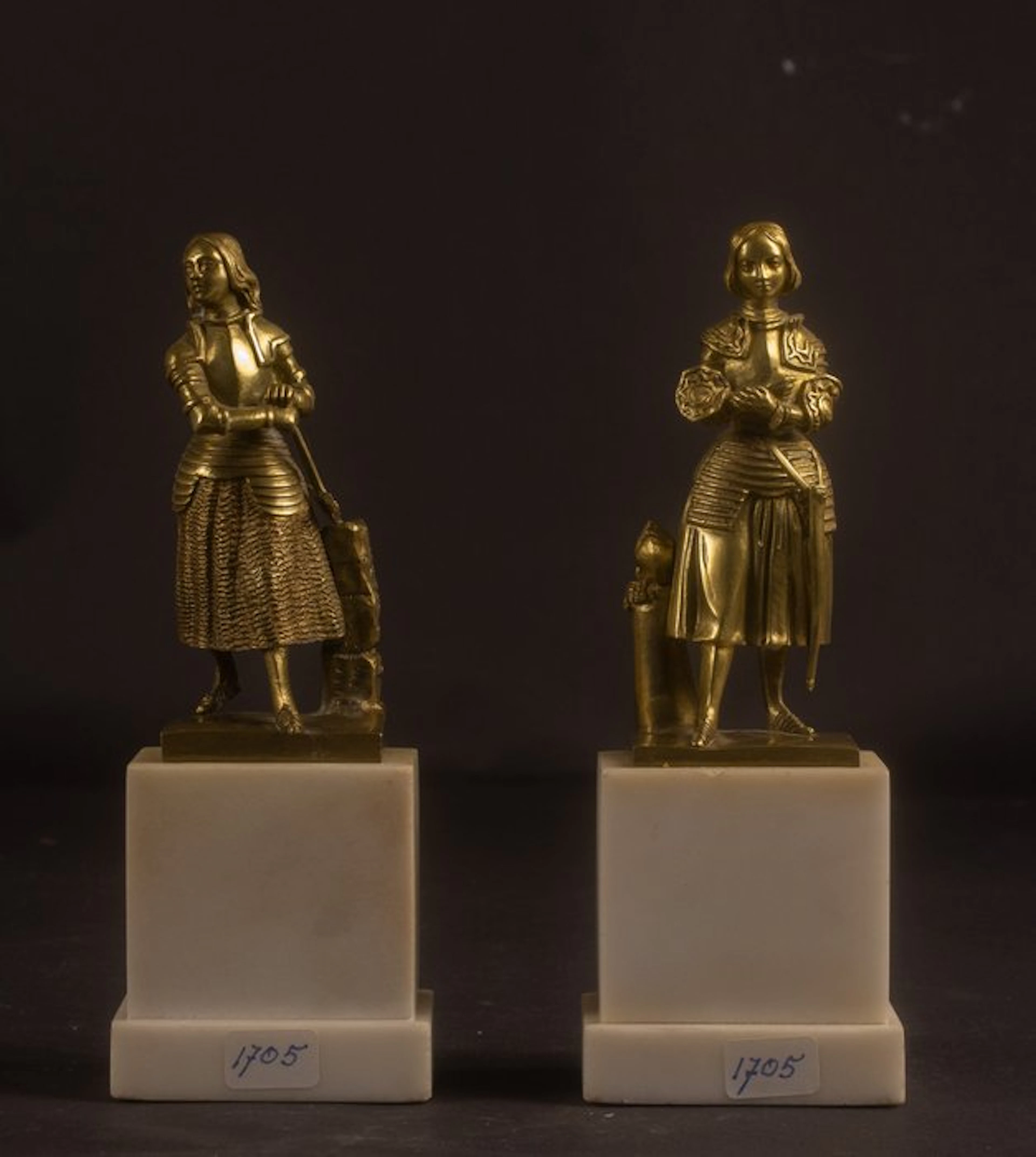 Sculpture, Jeanne d'Arc en Jeanne Hachette - 15.5 cm - Gilt bronze