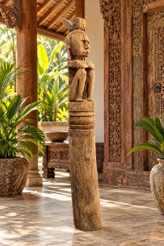 Statue, XXL Monumental Indonesian Papua Tribal Ancestor Figure - 214.5