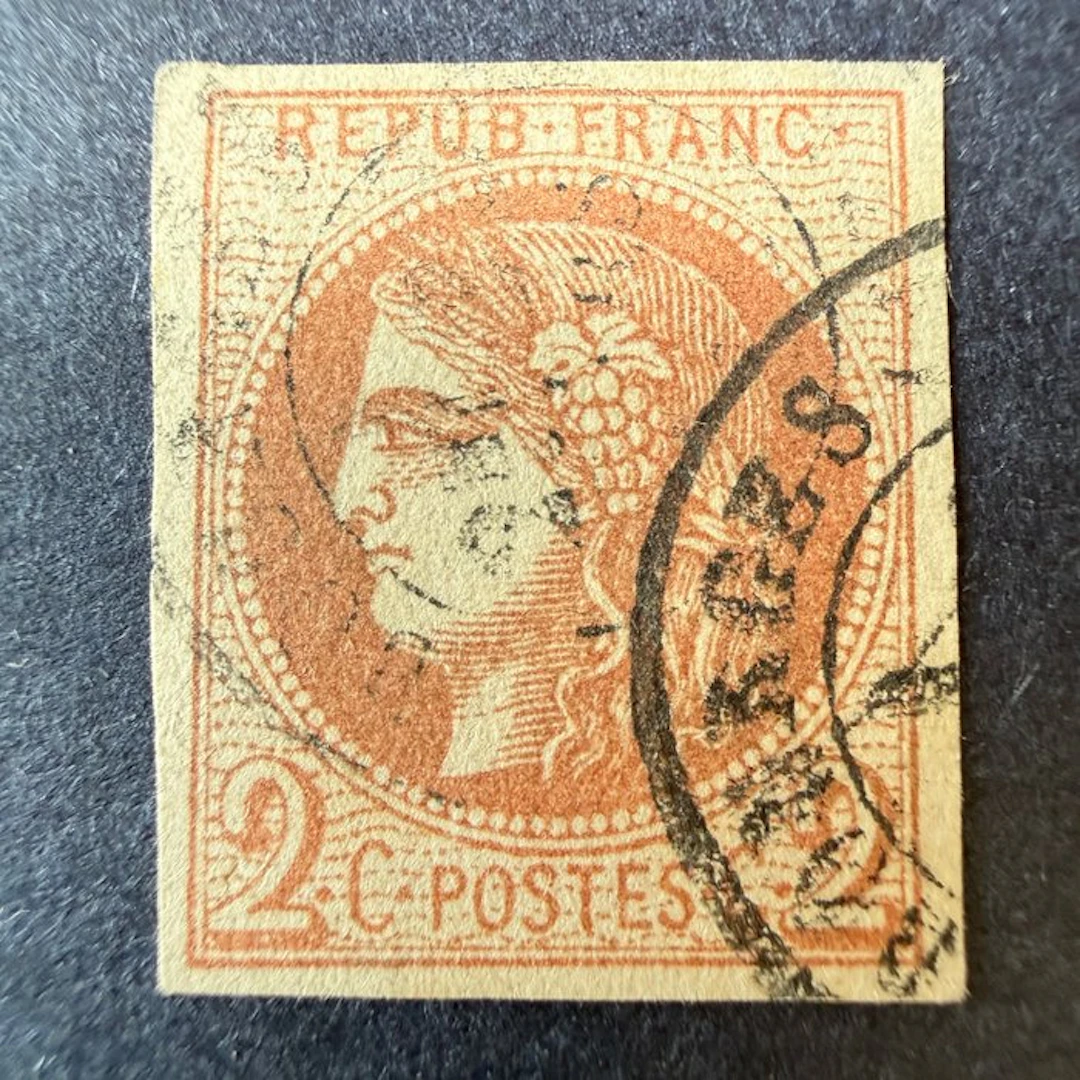 France - Yvert 40B “Bordeaux 2c brown-red” cancelled with a date stamp