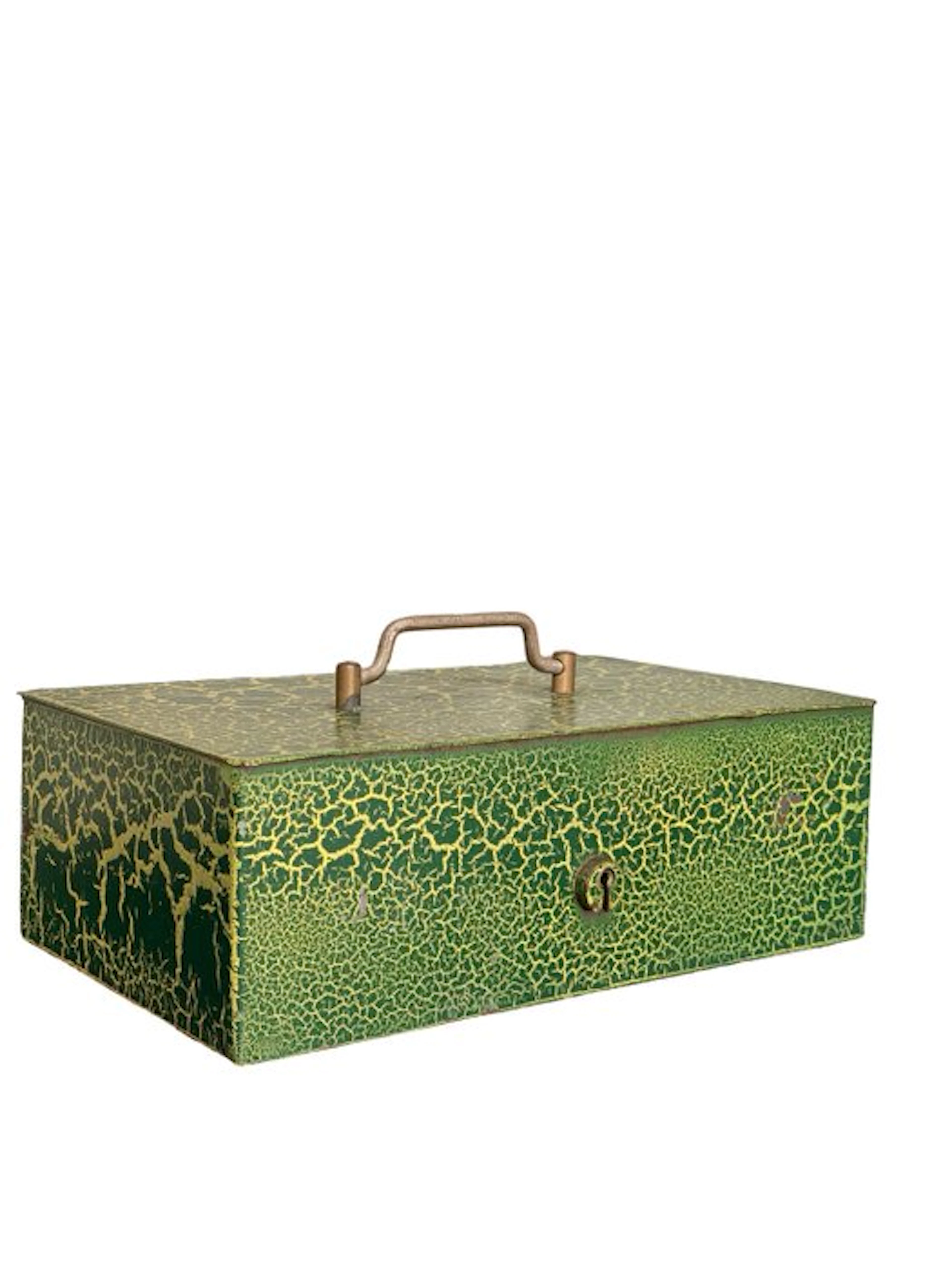 Remarkable Antique Dutch Strongbox with Green Craquelé