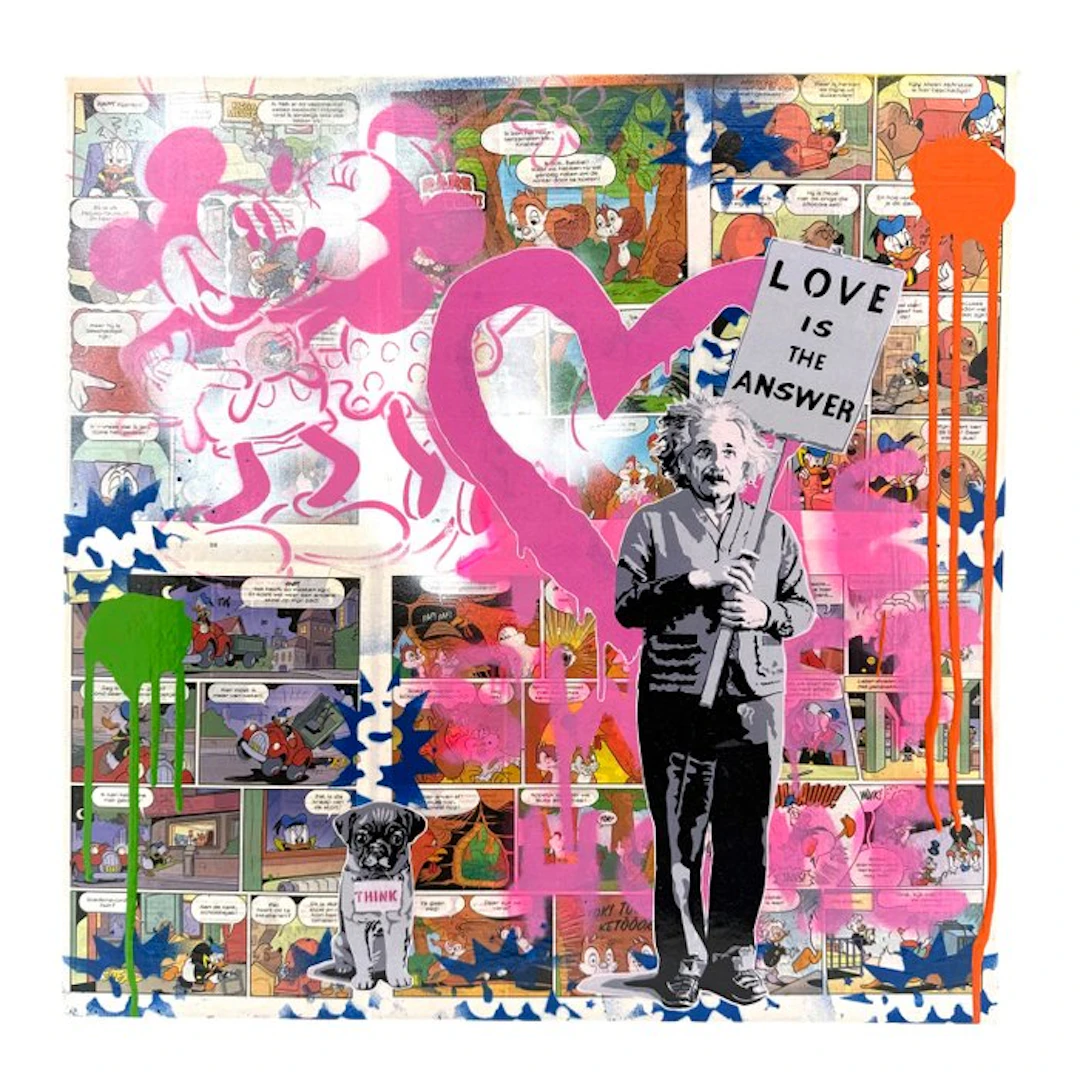Koen Betjes (1992) - Albert Einstein - Love is the Answer x Comics (canvas)