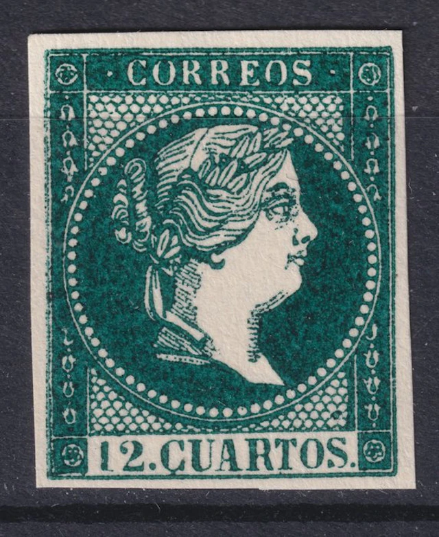 Spain 1855 - Not issued Queen Elizabeth II - Bluish-green...