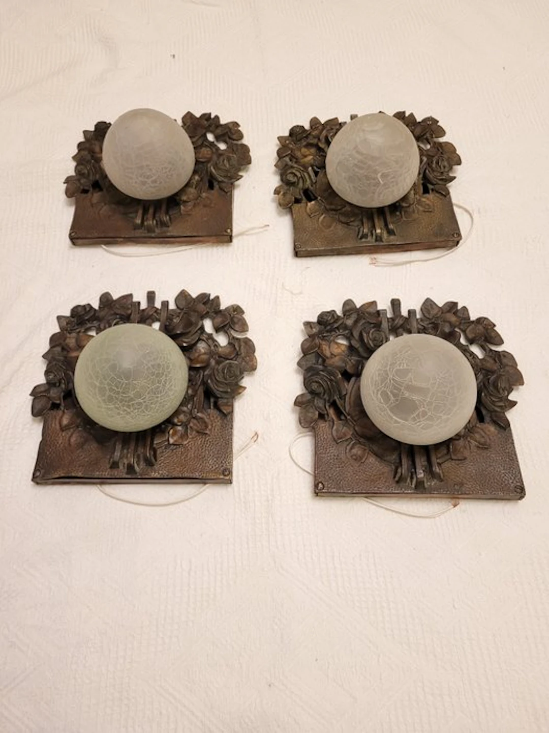 Wall sconce (4) - Acid-etched glass - 4 Liberty wall sconces