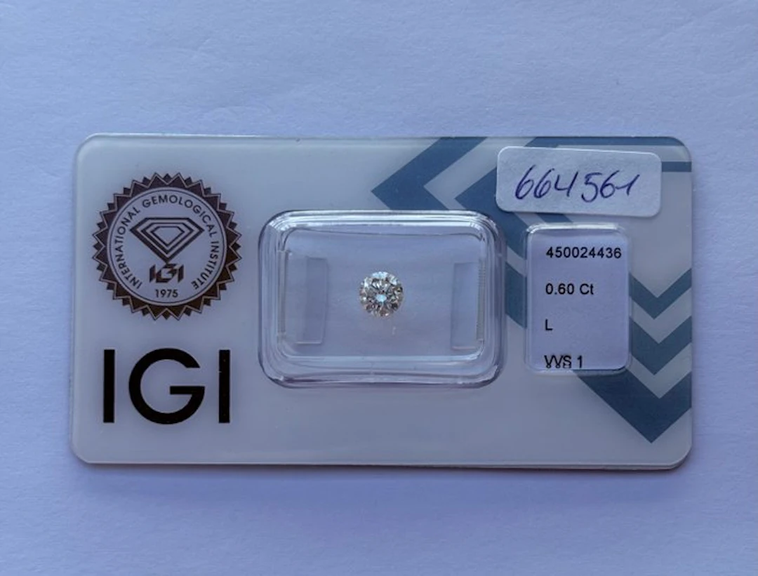 1 pcs Diamond (Natural) - 0.60 ct - Round - L - VVS1...