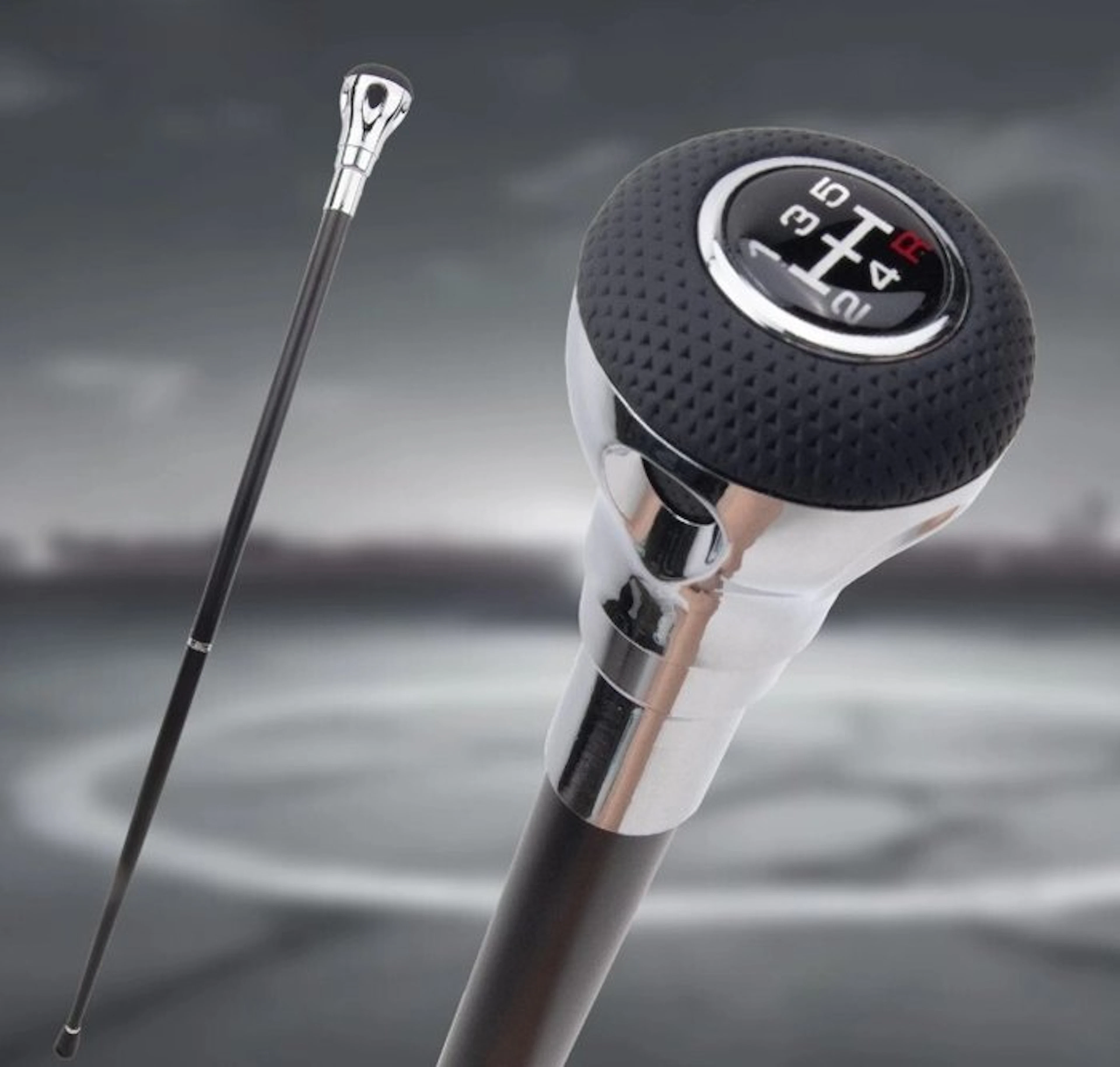 walking stick-gearstick=Black and Chrome - Luxury brands...