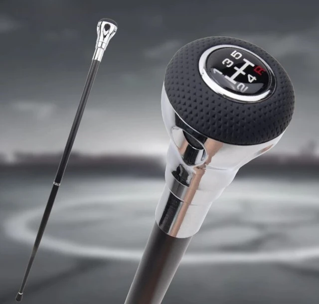 walking stick-gearstick=Black and Chrome - Luxury brands...