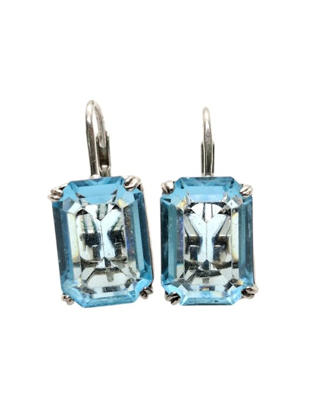 No reserve price - Earrings Silver Topaz - 18K white gold plated