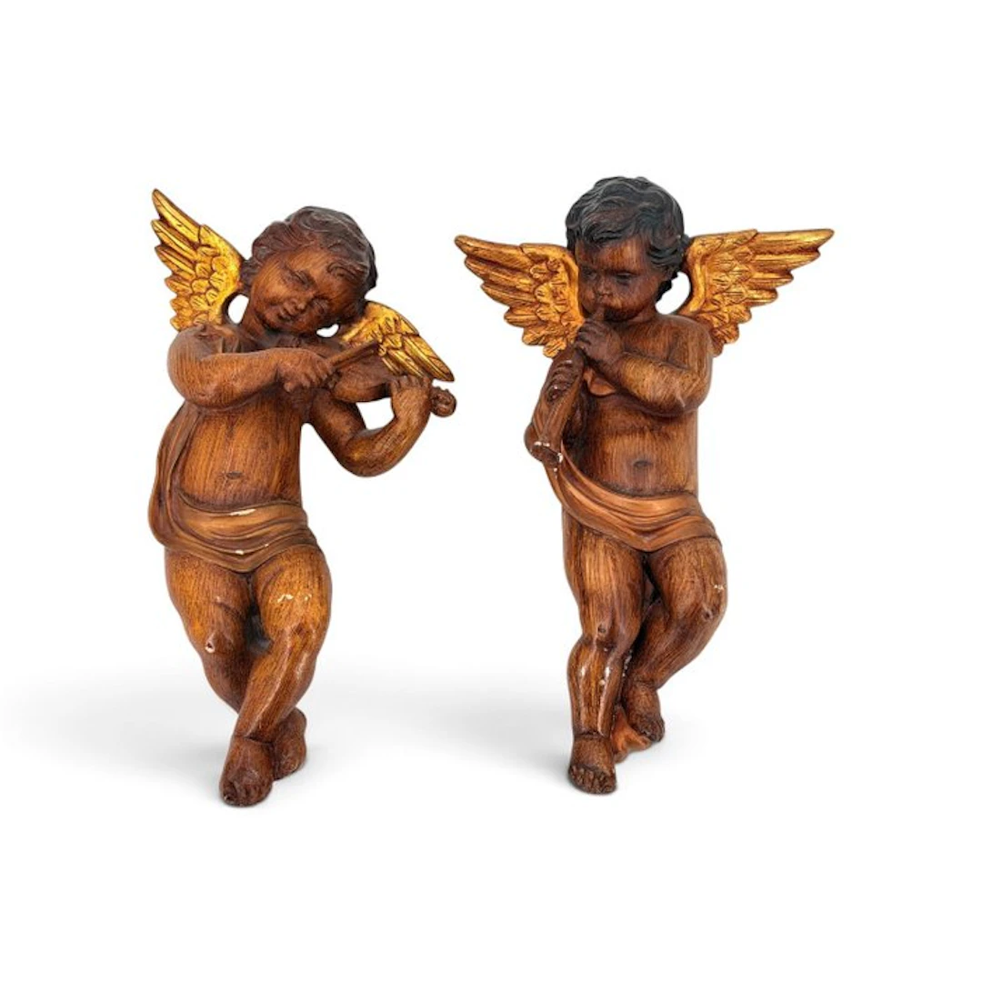 Decorative ornament (2) - Polychromes - Italy - Musical angels -33 cm