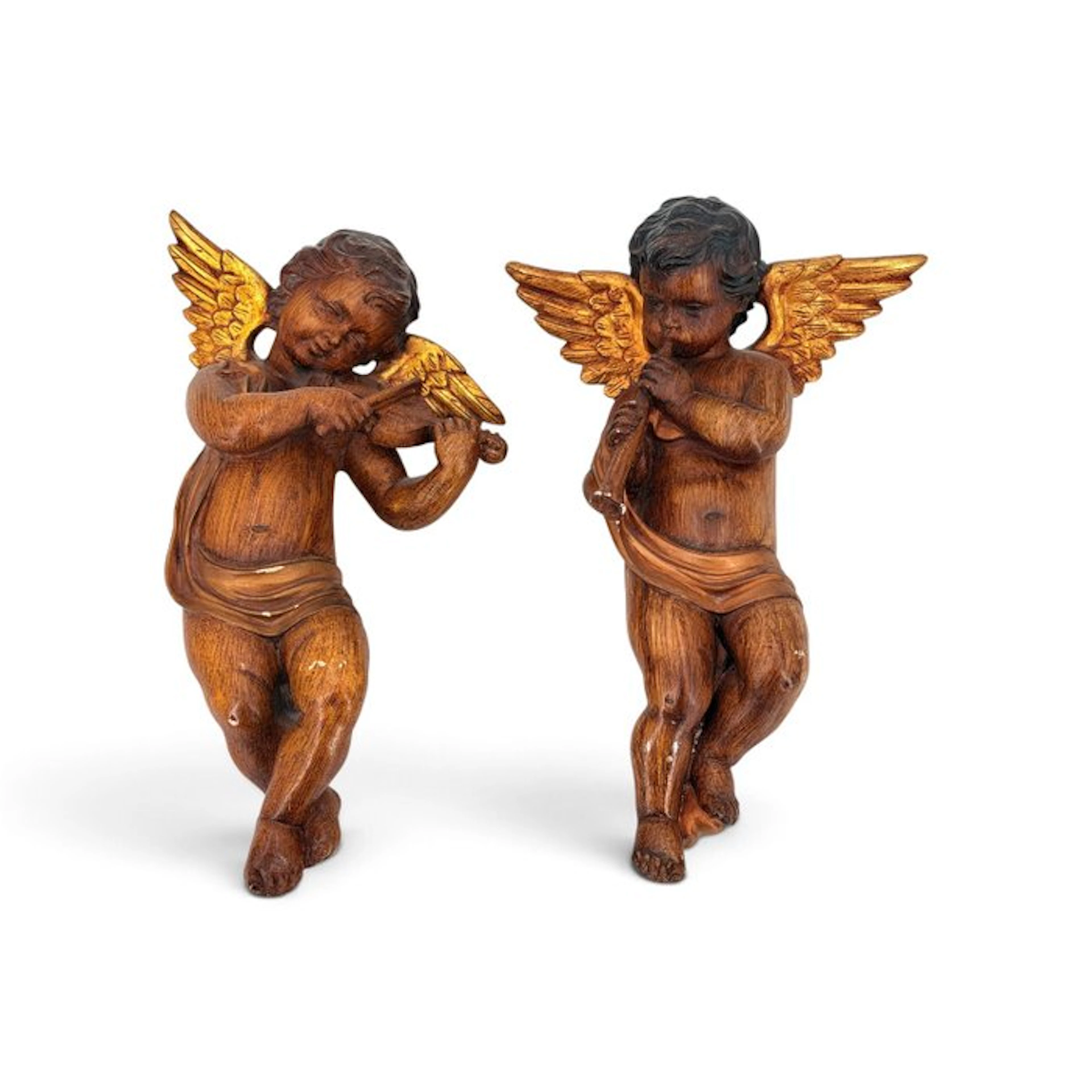 Decorative ornament (2) - Polychromes - Italy - Musical angels -33 cm