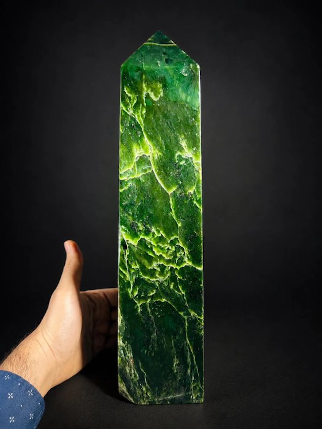 Statement Nephrite Jade Tower – Large Green Mineral...
