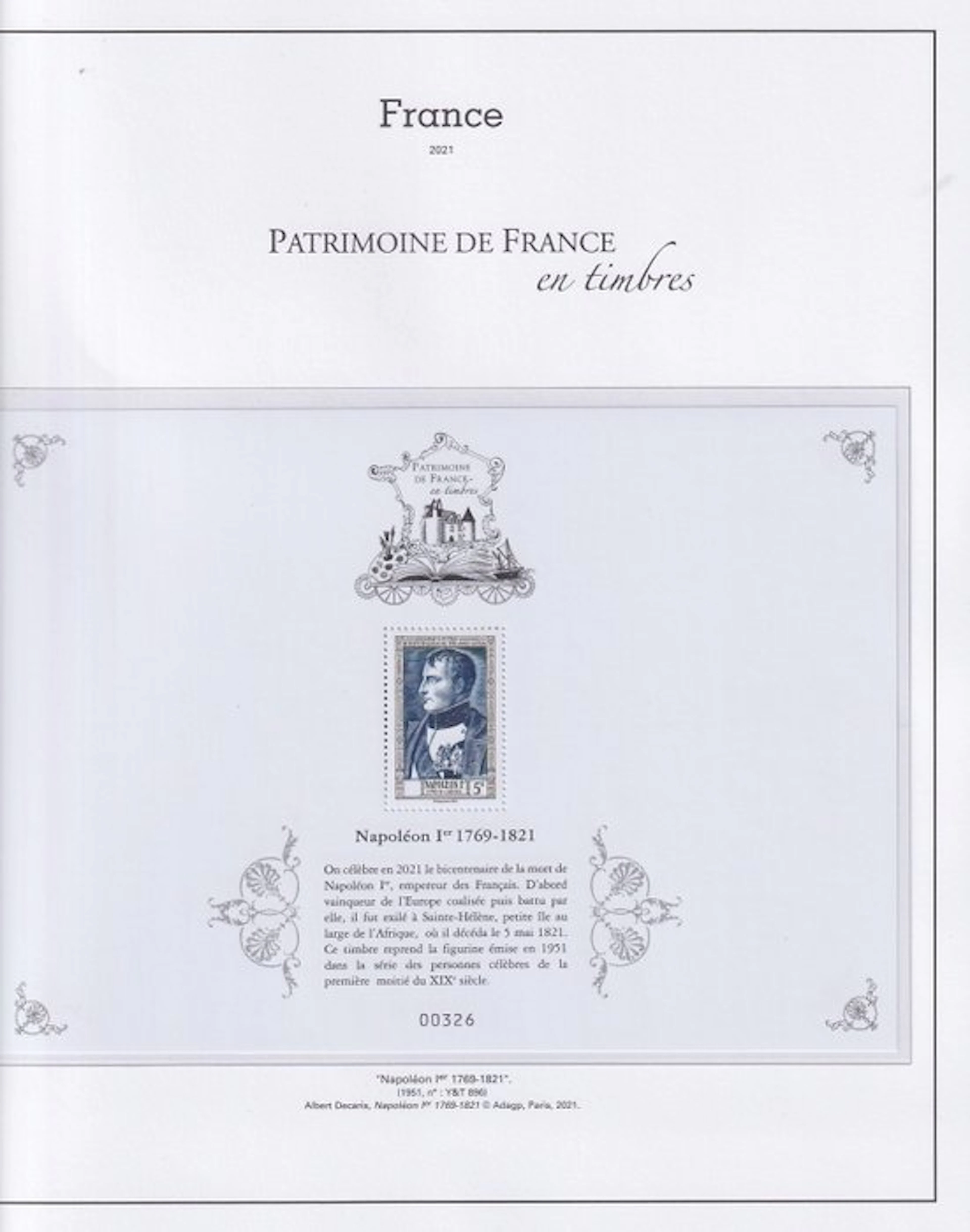 France 2021 - trésor de la philatélie complet avec bloc spécial napoléon