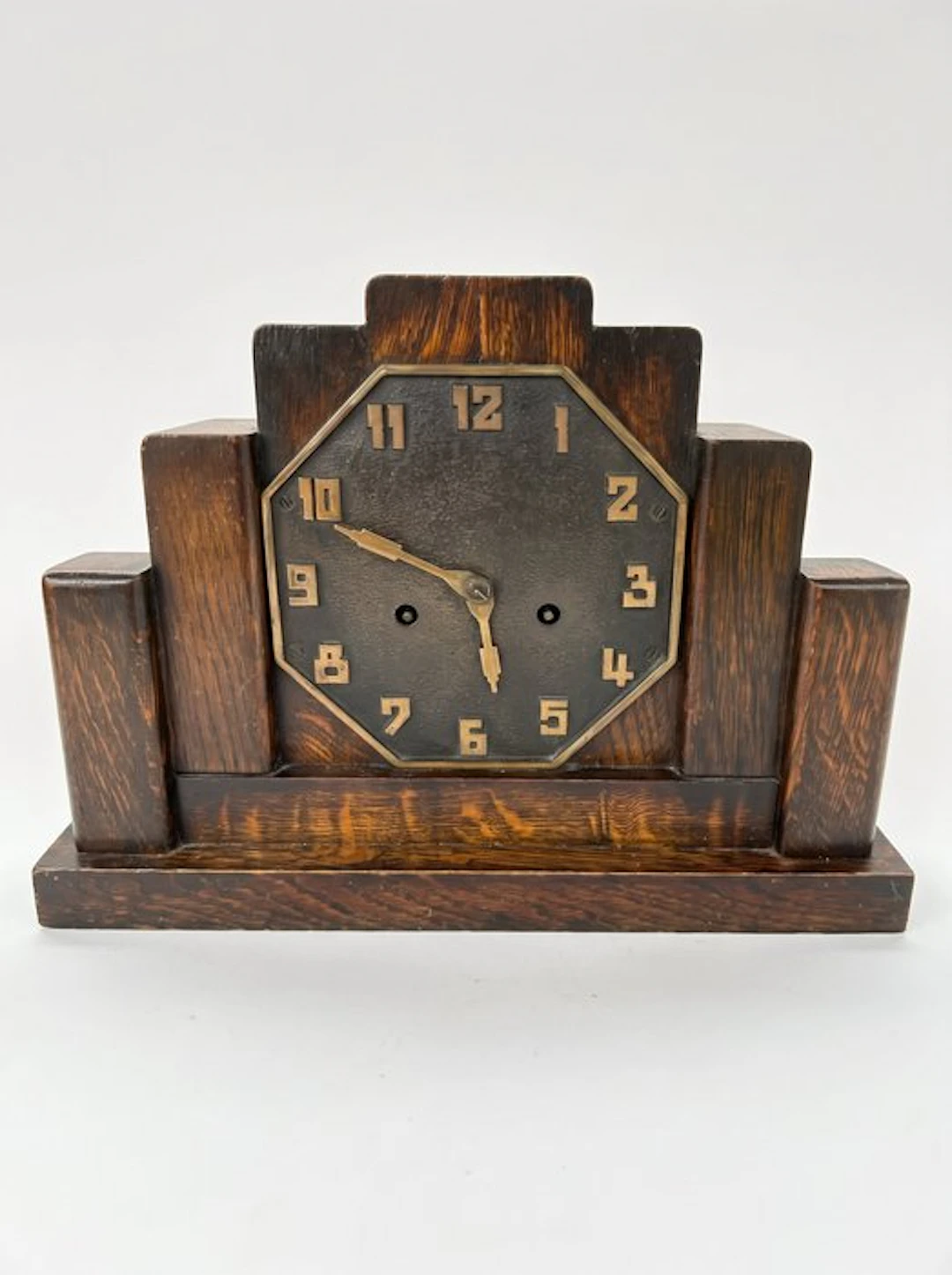 Amsterdam School Clock - Art Deco Wood, Brass - 1920-1930