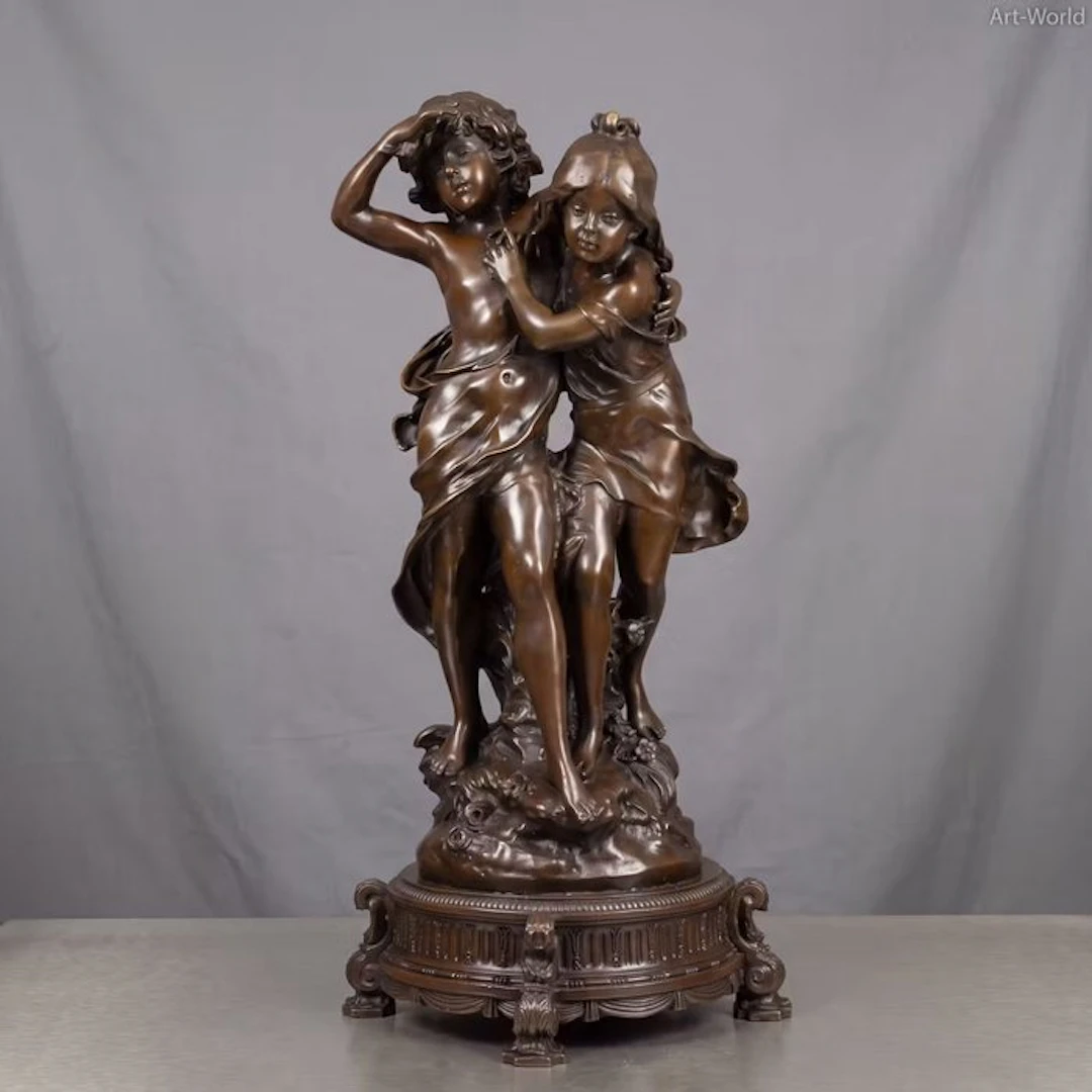 Statue, Exclusief sculptuur van een jongen en meisje 58...