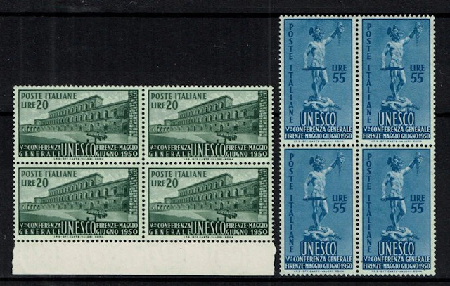 Italian Republic 1950 - 5th UNESCO Conference in a block...
