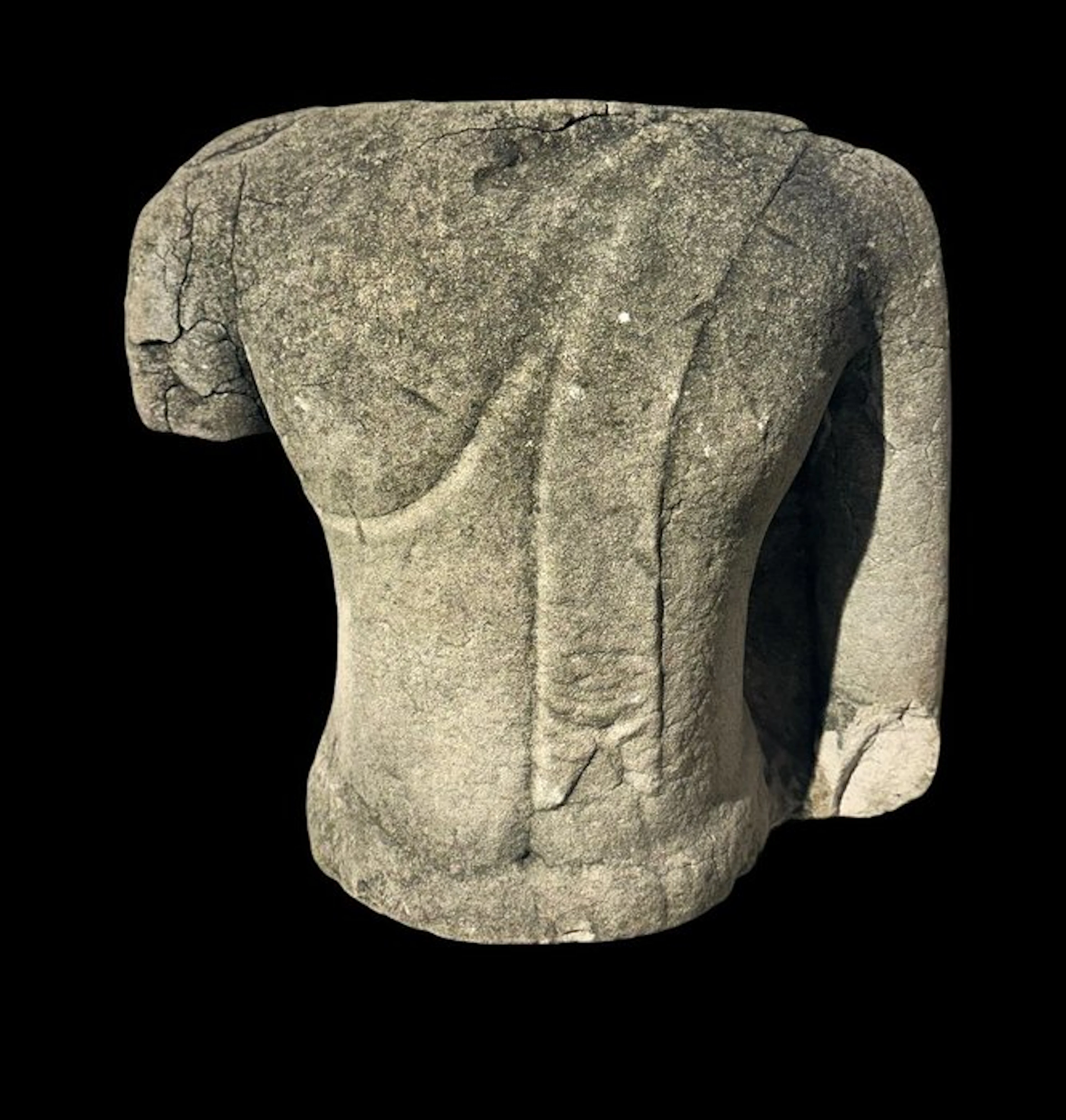 Ancient Asian Sandstone Ayutthaya Torso of Buddha