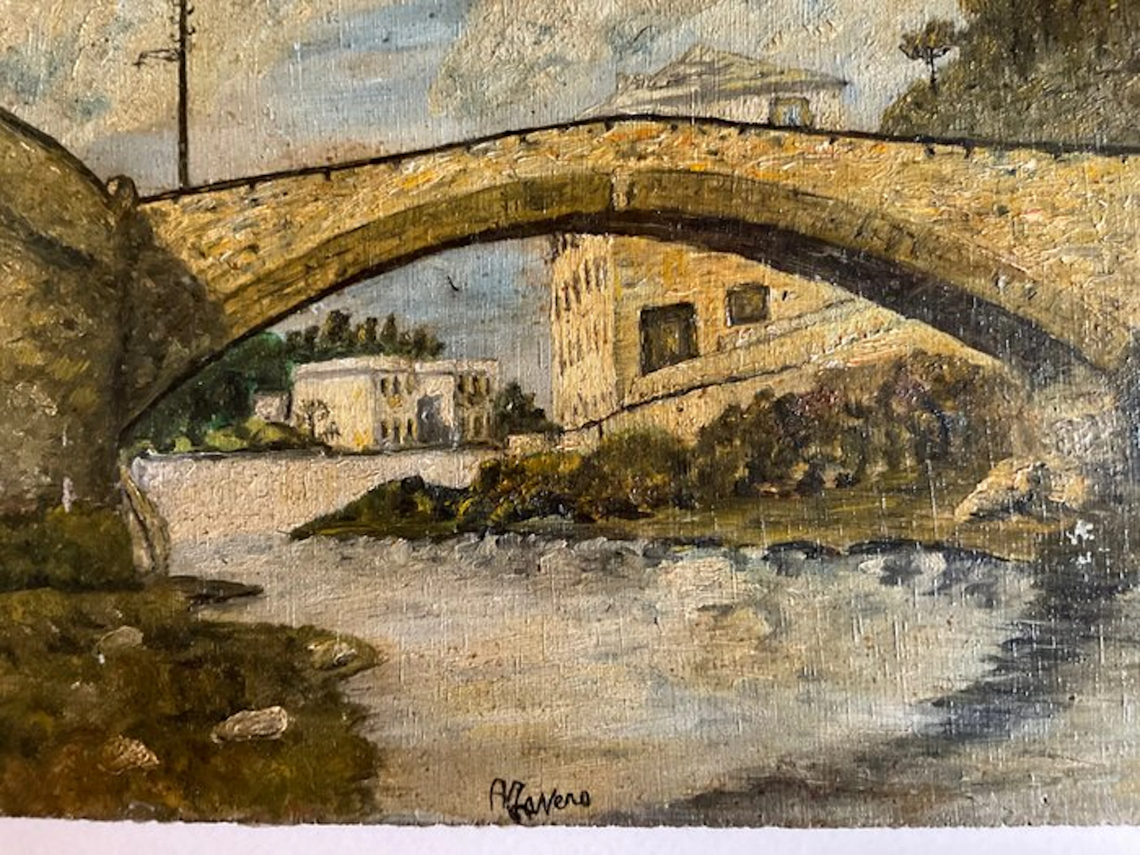 Andrea Favero (1837-1912) - Paesaggio fluviale