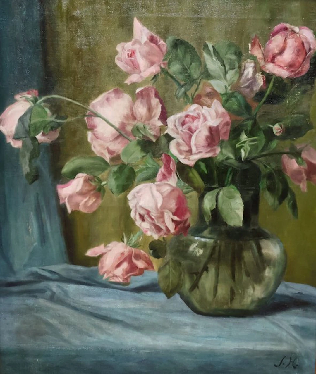 Belgian school (XX) - Composición con rosas
