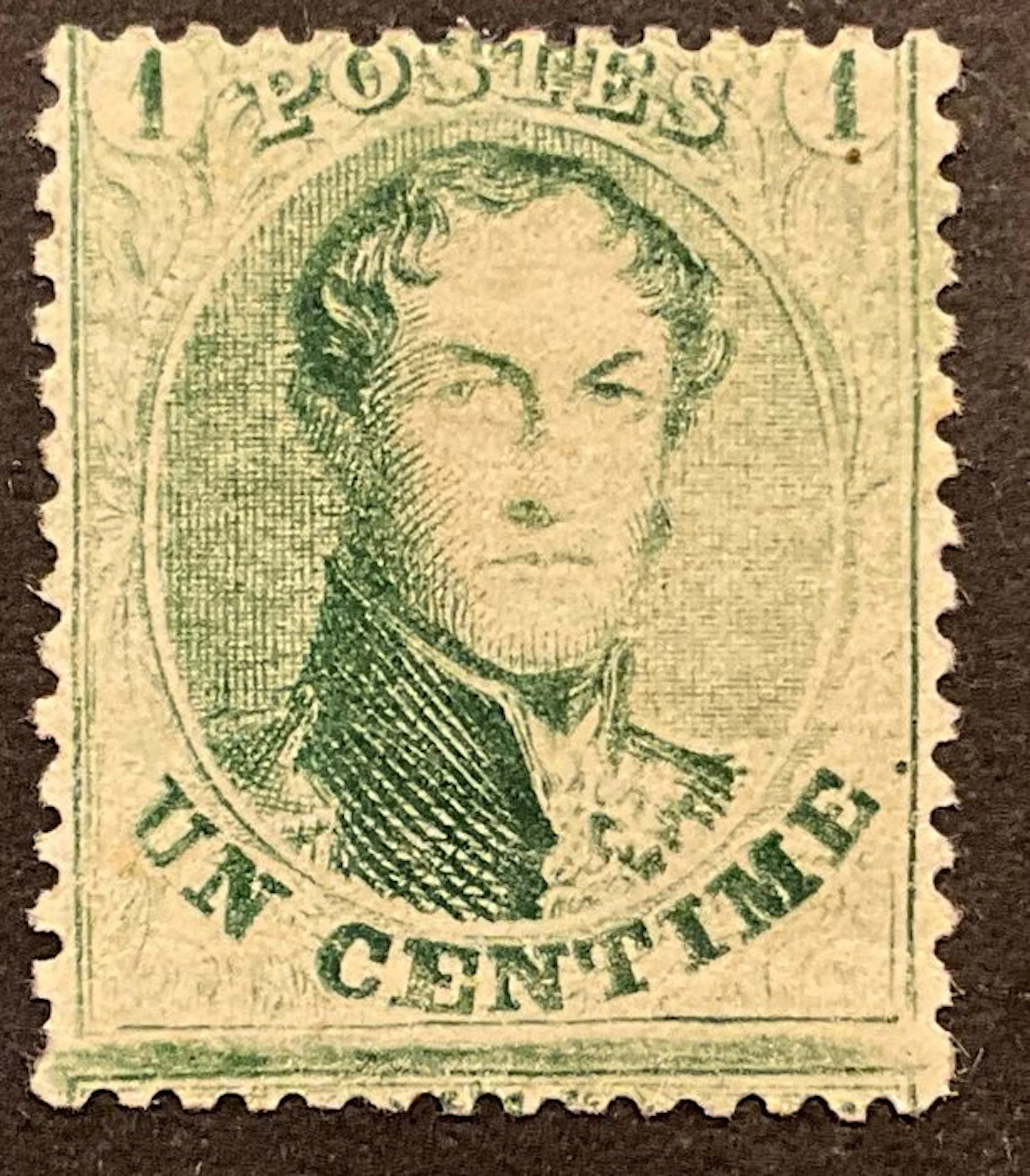 Belgium 1863 - Leopold I - Medallion 1c Yellow-Green...