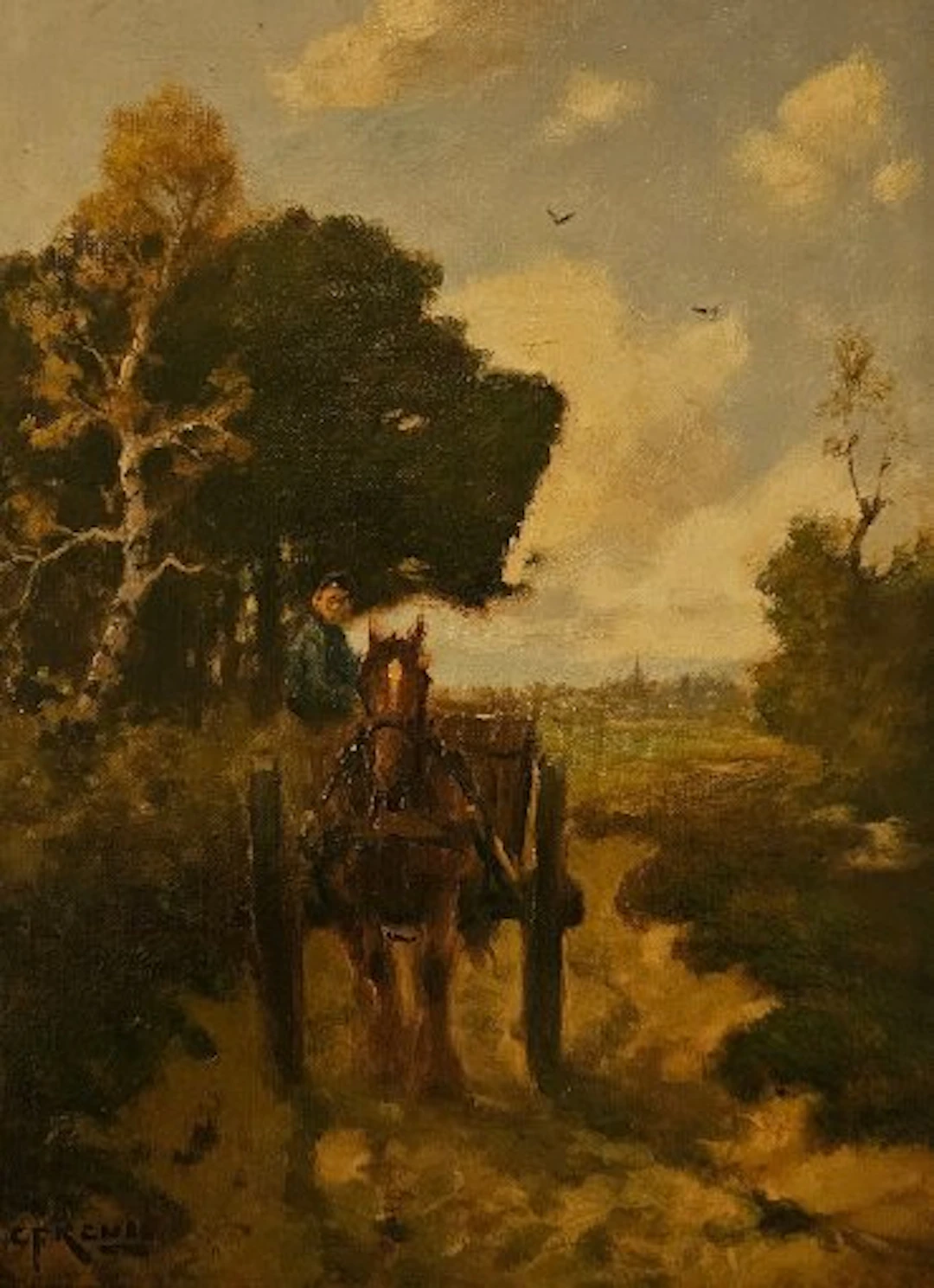 Martinus Josephus Nefkens (1866 -1941 ) - Jongen op boeren wagen