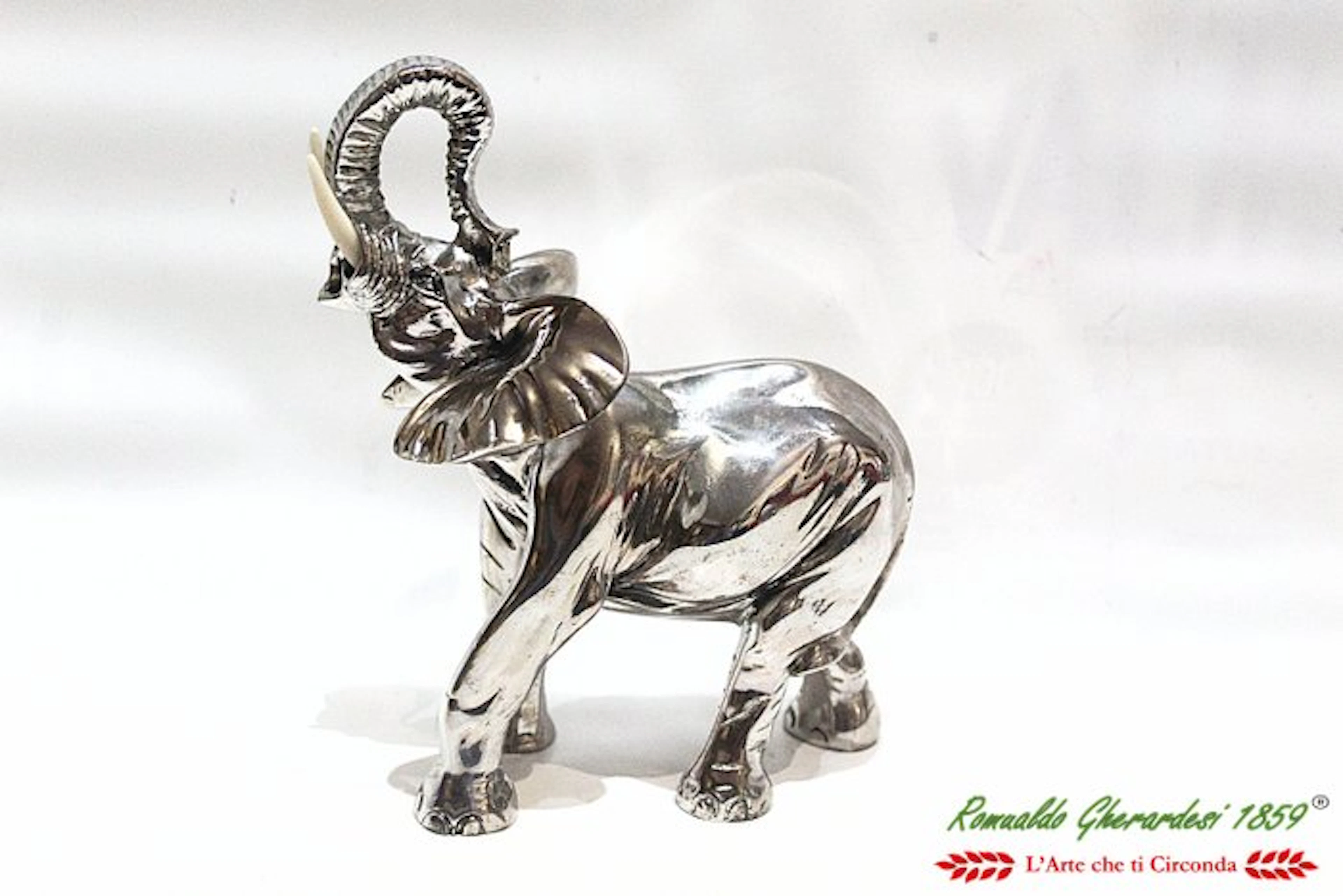 Remaf Argenti Elefante Grande con ZANNE - Sculpture