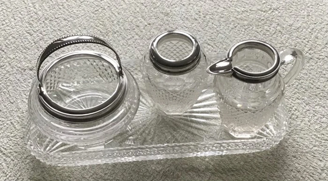 Sugar and cream set (4) - .835 silver