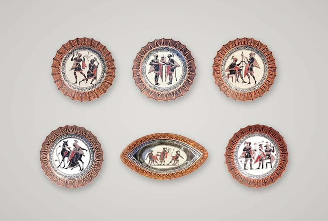 Giustiniani - Biagio Giustiniani - Wall plate (6) - Creamware - Hand-painted
