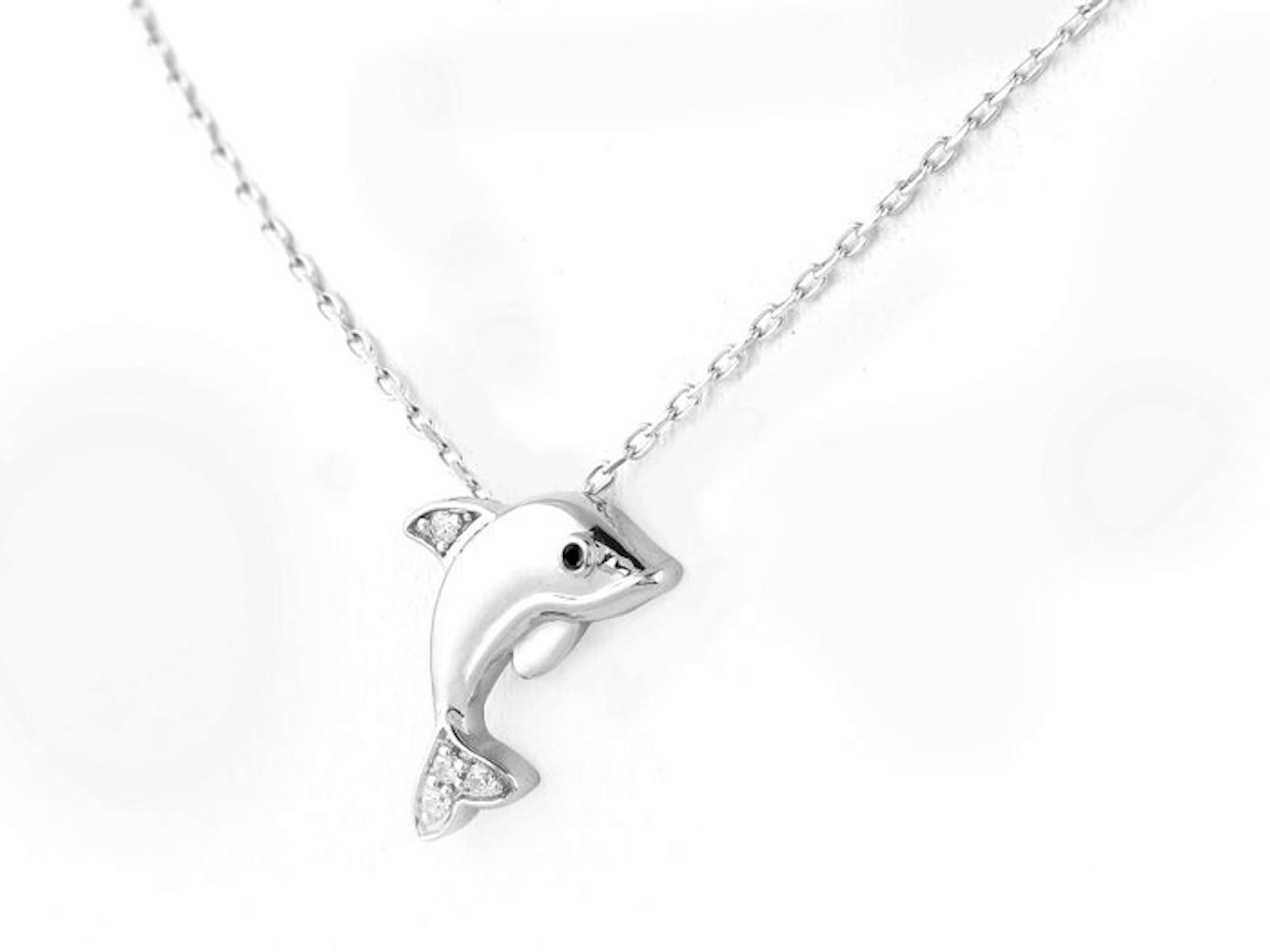 Necklace with pendant - 14 kt. White gold - 0.05ct. tw. Diamond (Natural)