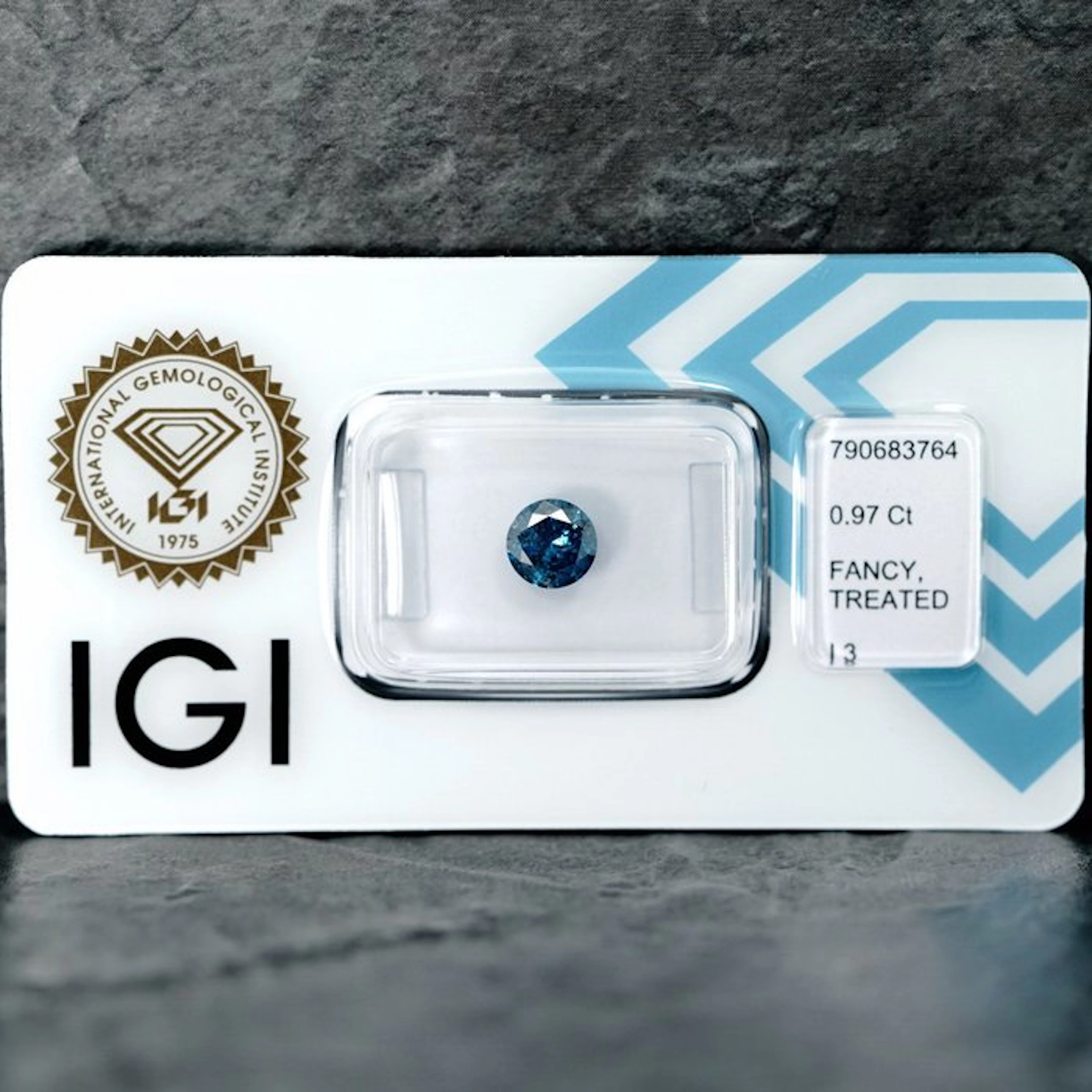 1 pcs Diamond (Colour-treated) - 0.97 ct - Round - Fancy...
