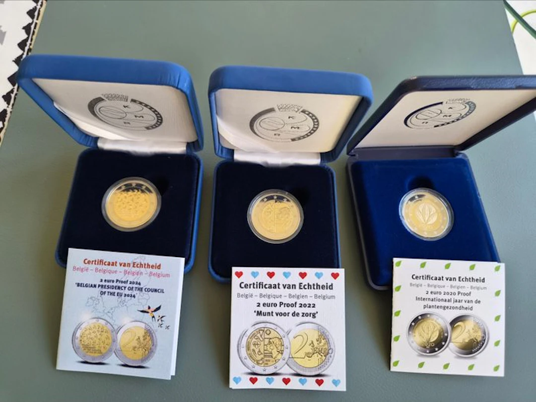 Belgium. 2 Euro 2020/2024 (3 monnaies) Proof (No reserve price)
